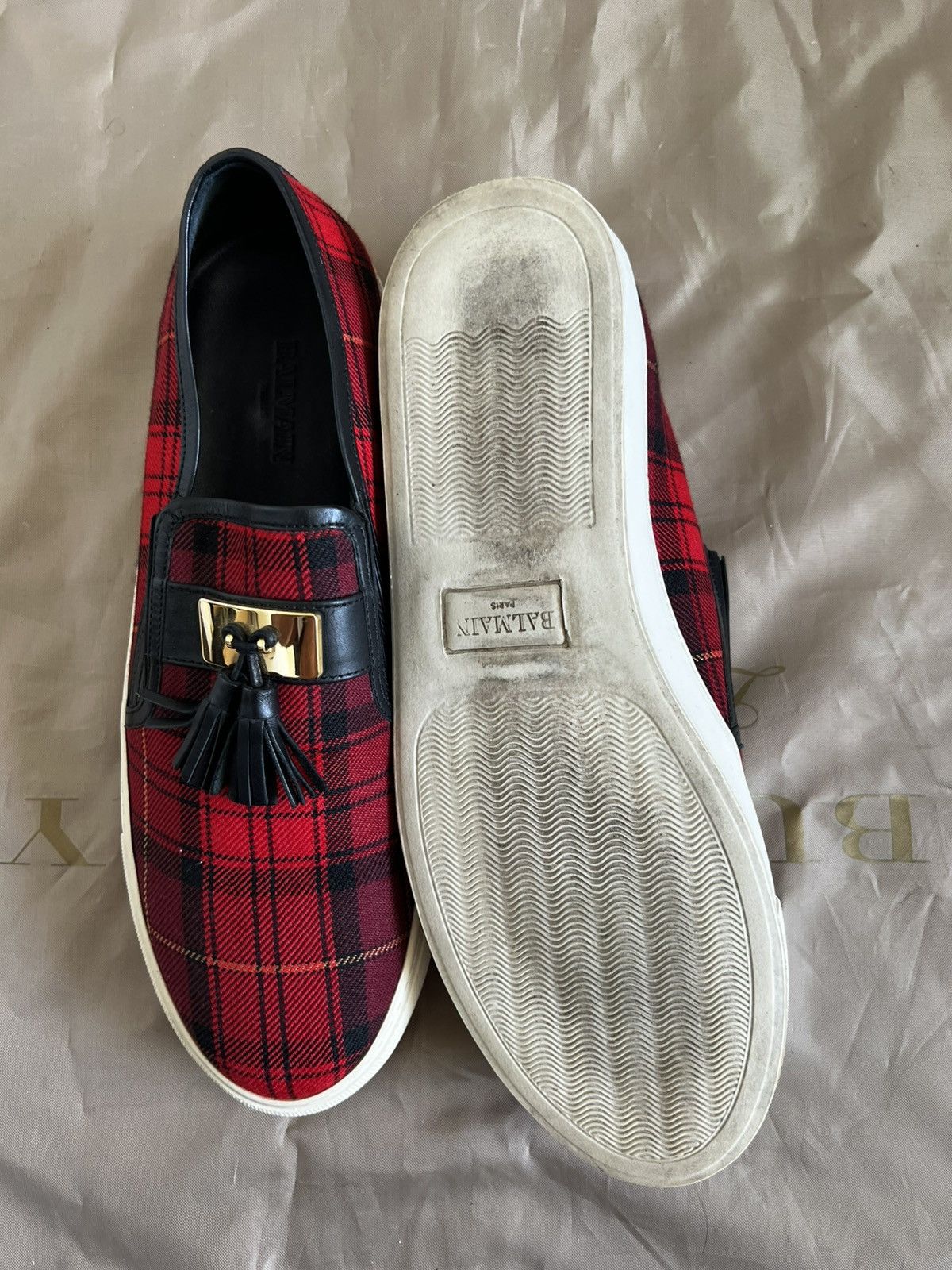 Balmain BALMAIN Tassel-trimmed checked flannel slip-on size 42 Size US 9 / EU 42 - 5 Thumbnail