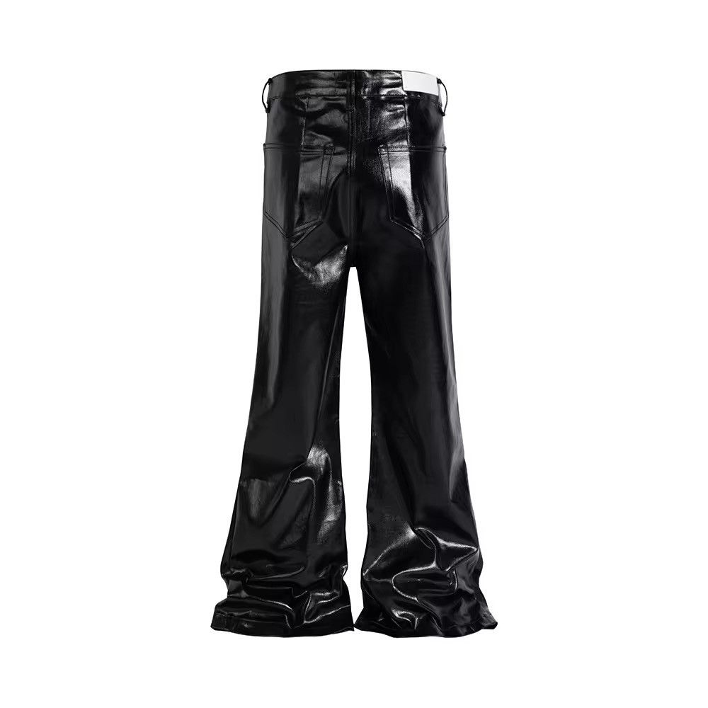 Japanese Brand × Jean Glossy Pu Leather Oversized Flared Jeans Size US 35 - 4 Thumbnail