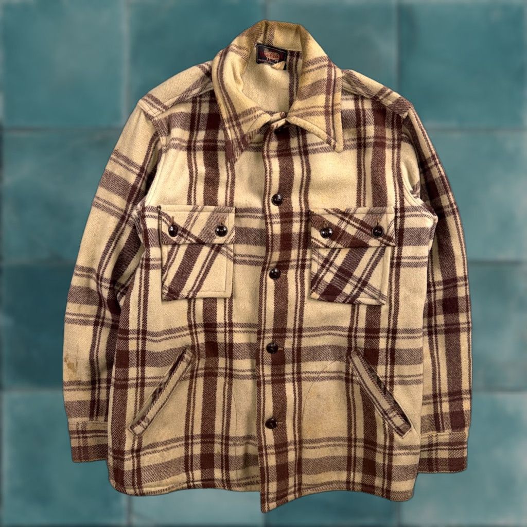 Vintage Woolrich Jacket Main Selling Point: Vintage Woolrich Mackinaw Hunter Plaid 38 Gray Brown Wool RARE 40s 50s Jacket Mens Size US XXS / EU 40 - 1 Thumbnail