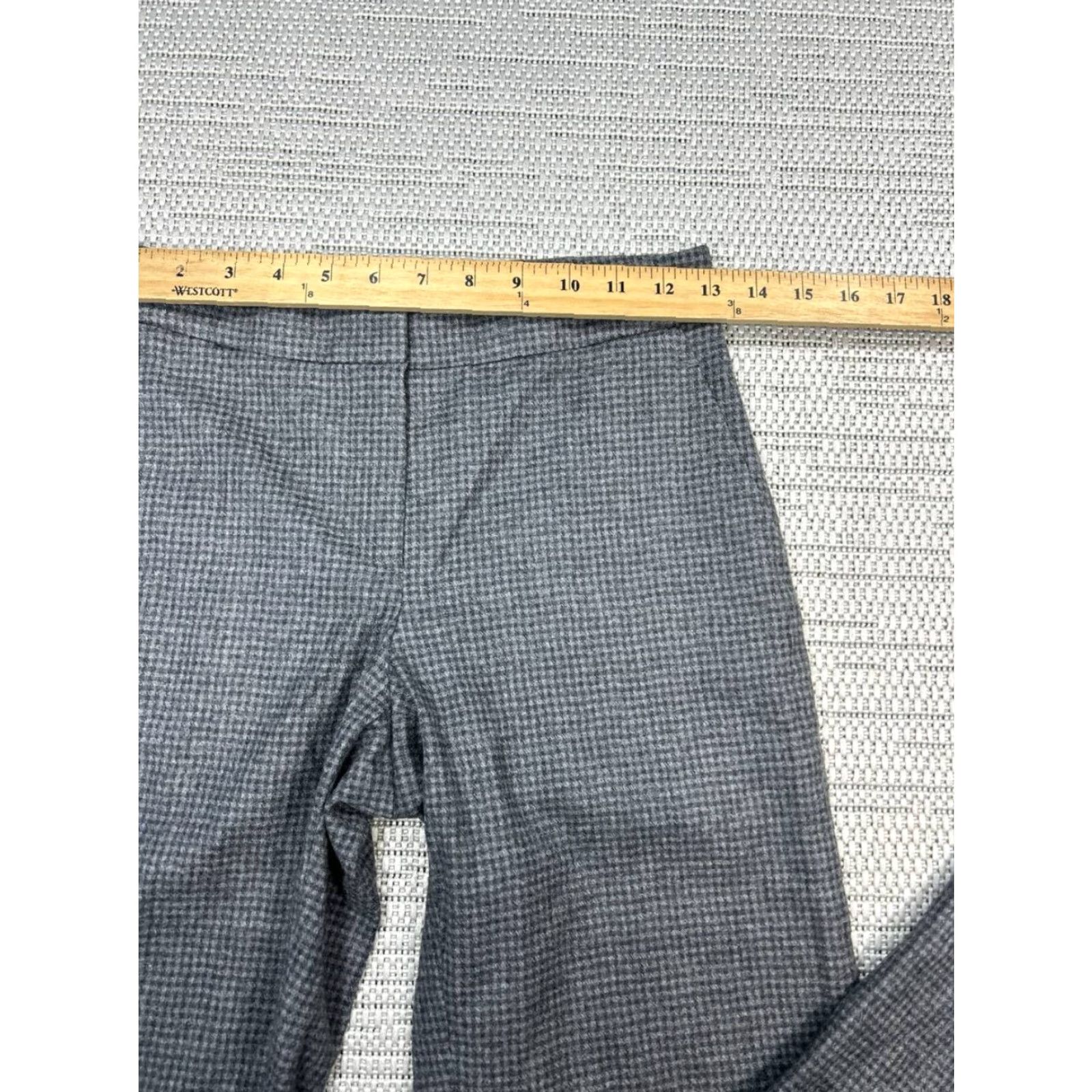 Vintage GUNEX Pants Women's 2 Gray Wool Stretch Micro Check Mid Rise Wide-Leg Casual Dress Pants Size 26" / US 2 / IT 38 - 7 Thumbnail