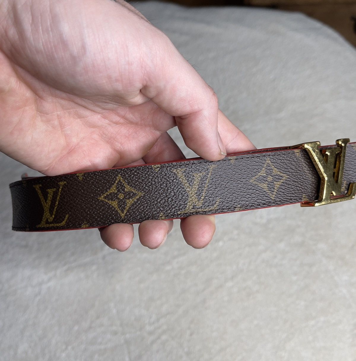 Louis Vuitton Louis Vuitton Monogram LV Initials Belt Red Leather Size ONE SIZE - 3 Thumbnail
