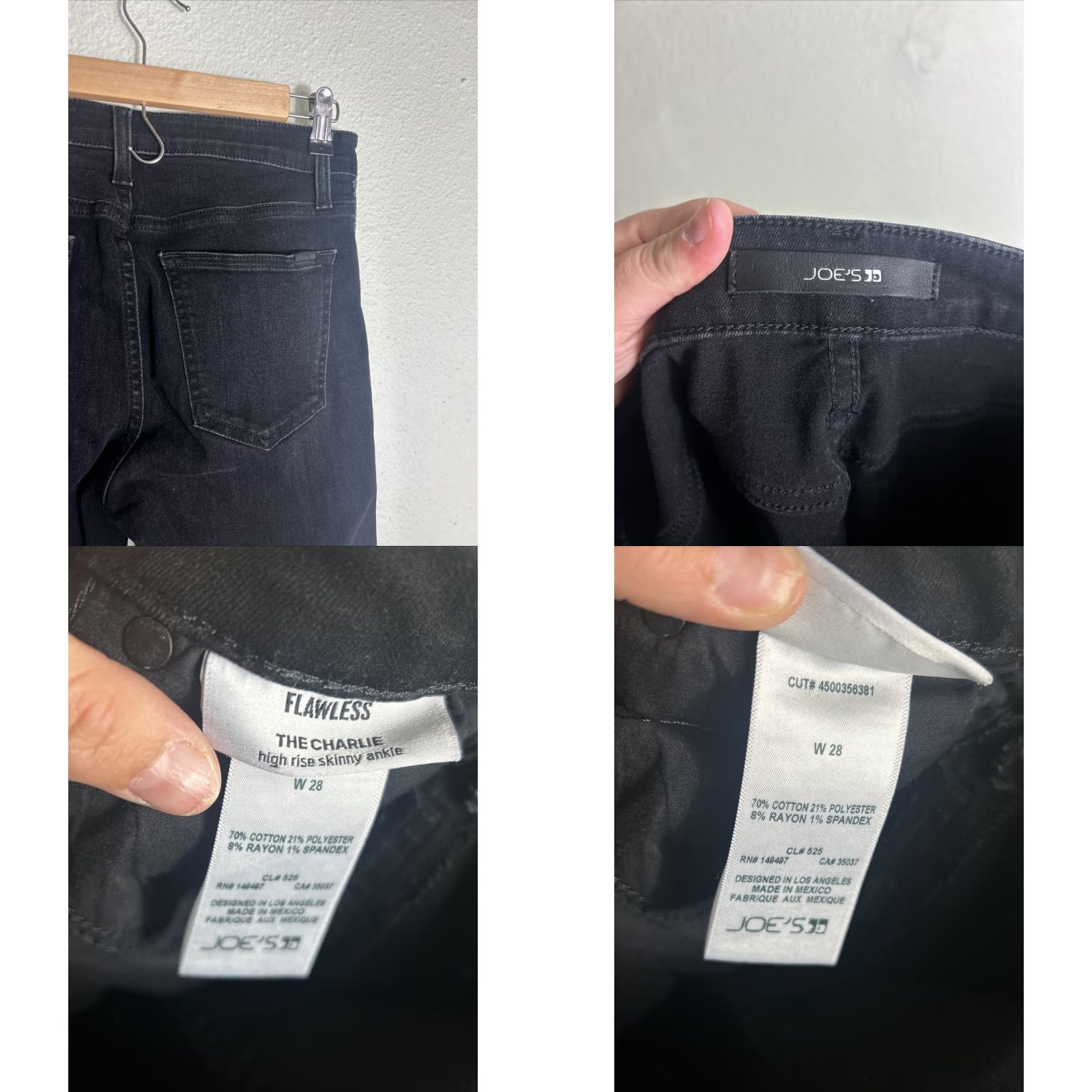 Vintage Joe's Jeans Womens Jeans 28x28 Flawless The Charlie Black High Rise Skinny Ankle Piping Size 28" / US 6 / IT 42 - 9 Thumbnail