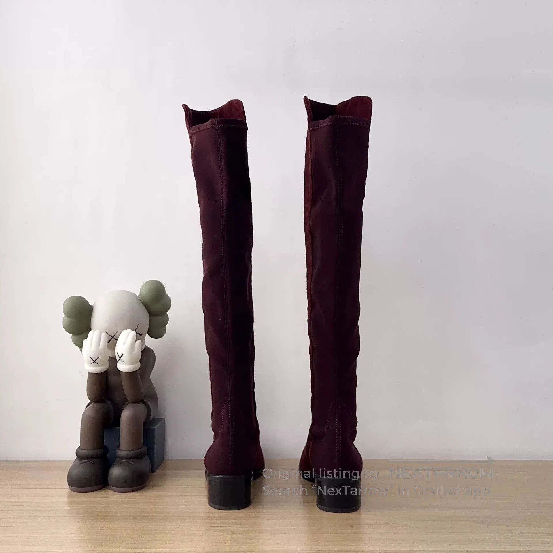 Stuart Weitzman SW Wine Red Suede Knee. Size US 4.5 / IT 34.5 - 4 Thumbnail