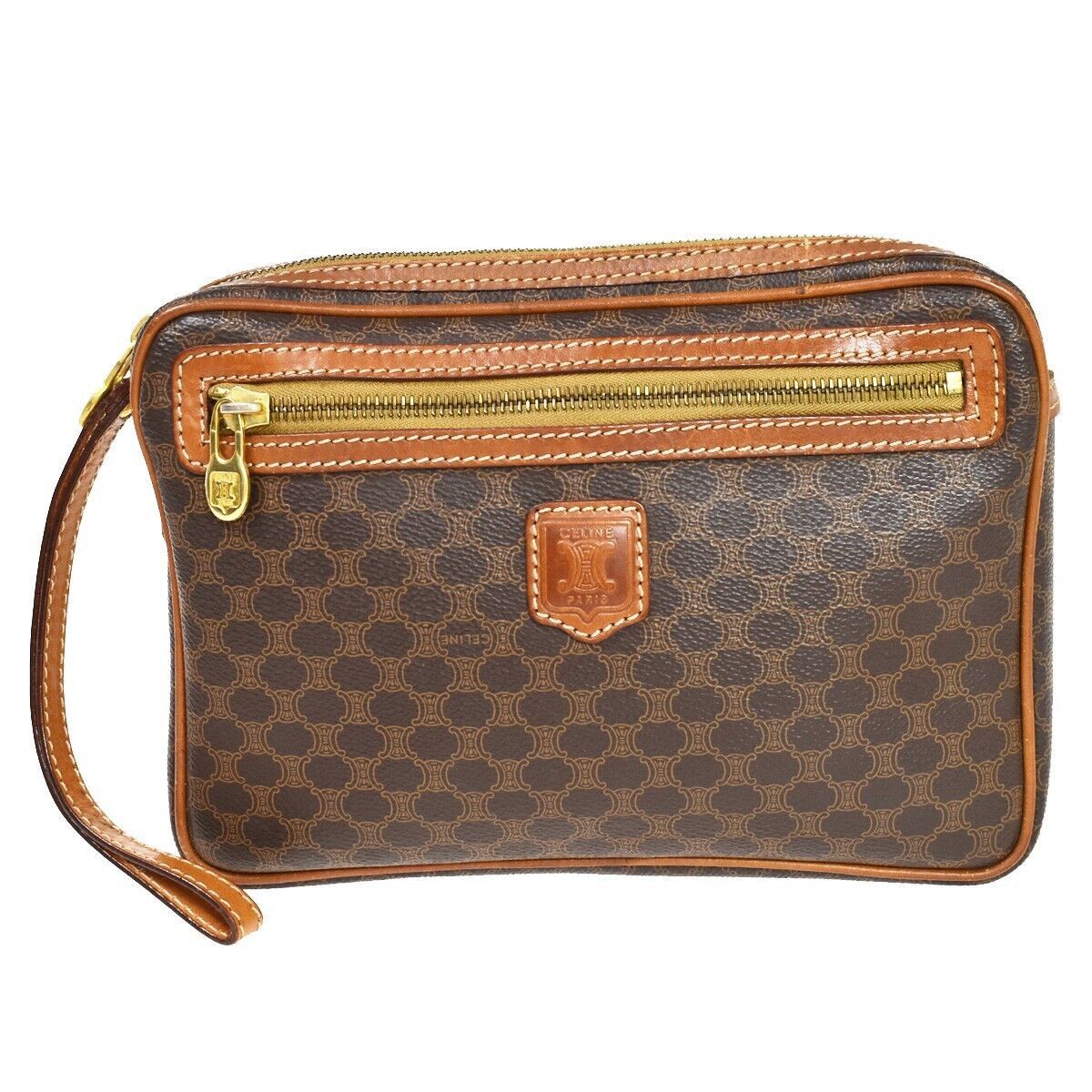 image of Celine Céline Macadam Clutch in Brown, Women's