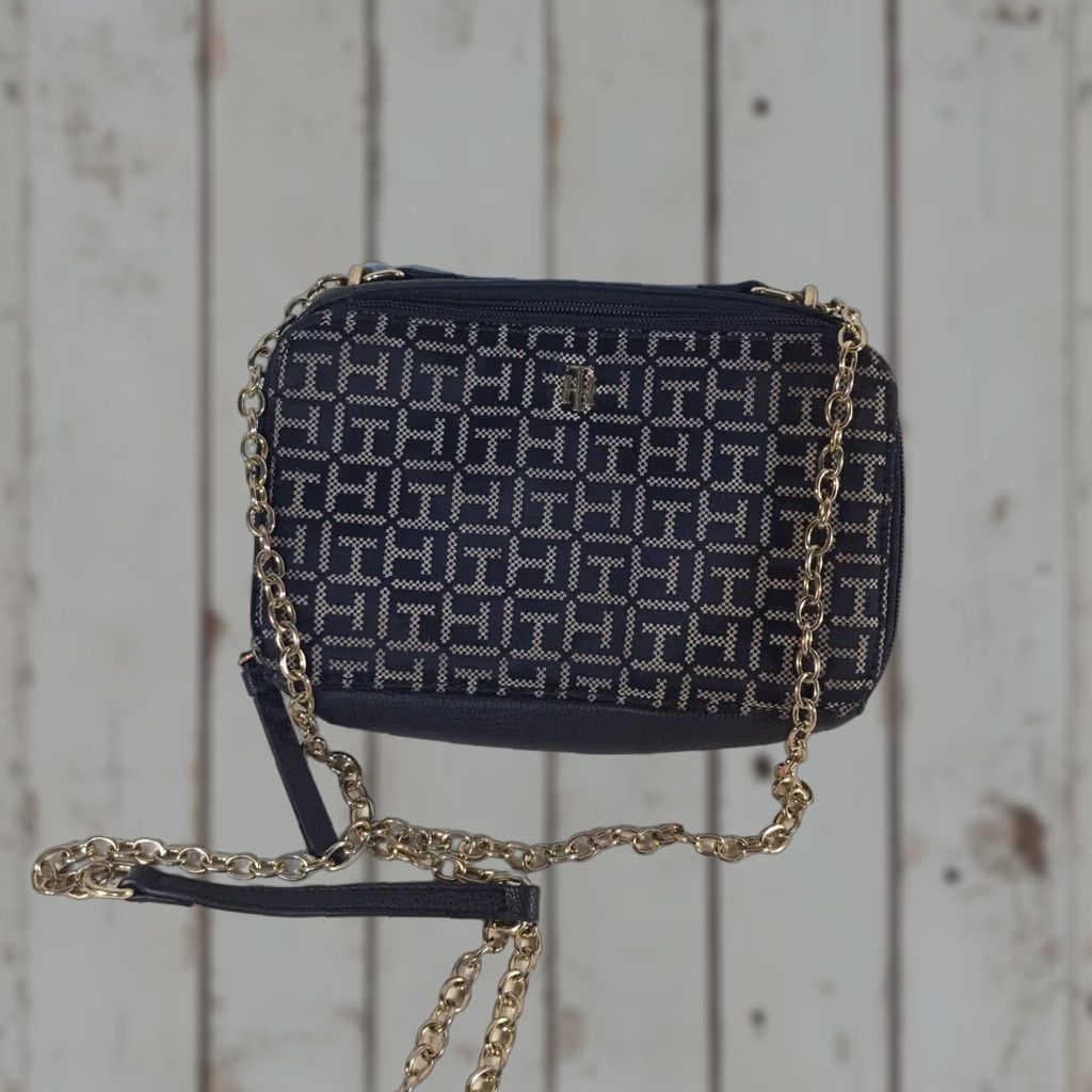 Tommy Hilfiger Tommy Hilfiger Logo Crossbody Bag - Small - Navy/Beige - Zip-Around - Women's Size ONE SIZE - 1 Thumbnail
