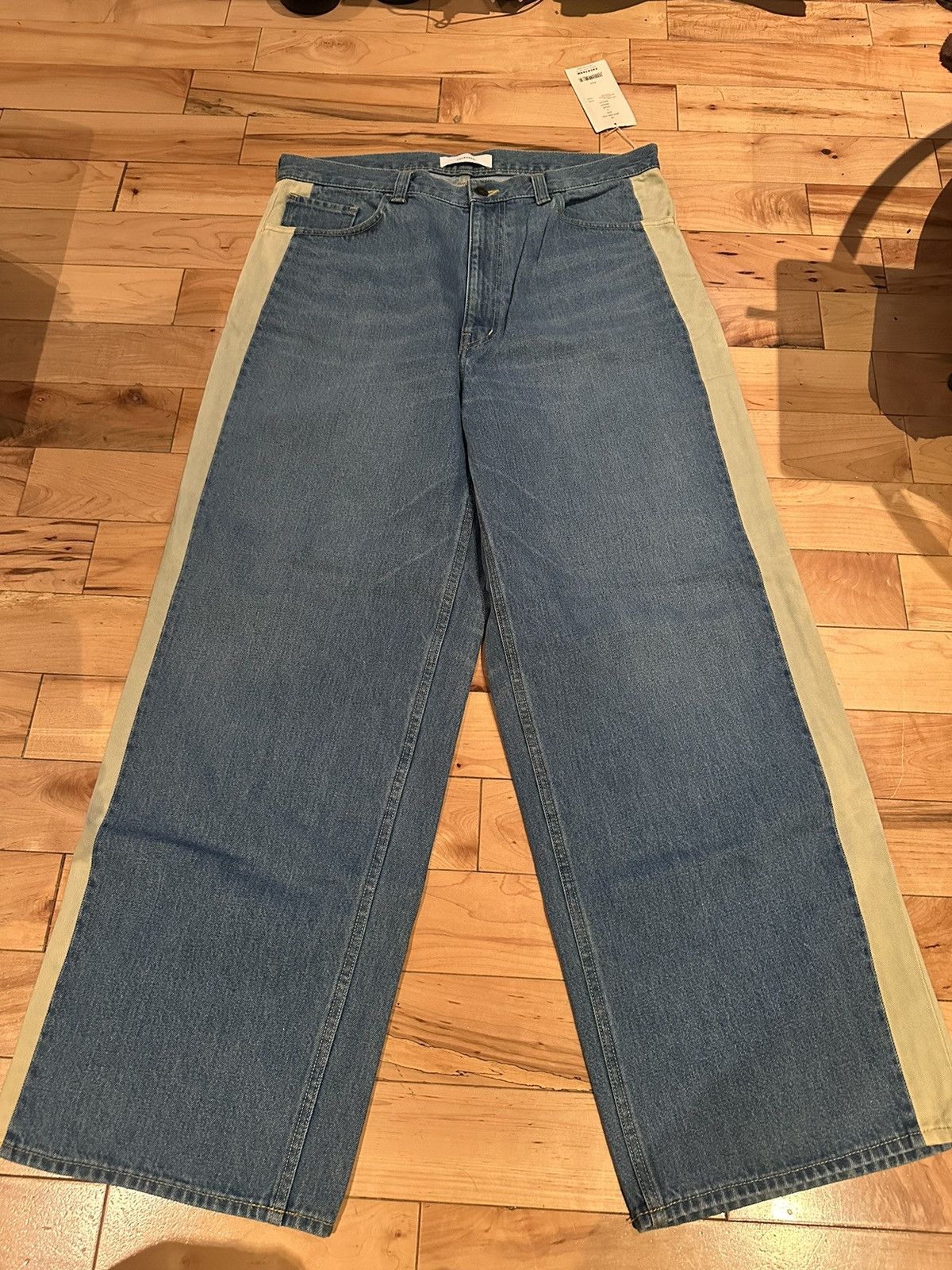 Facetasm Stonewashed Side Stripe Baggy Wide Leg Denim size 5 34-36 Size US 36 / EU 52 - 1 Thumbnail