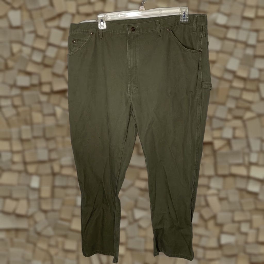 Dickies VINTAGE Dickies Carpenter Duck Work Jeans Pants Mens 44 x 32 Green Moss 5-Pocket Design Relaxed Fit Straight Denim Jeans Mens Size US 44 / EU 60 - 1 Thumbnail