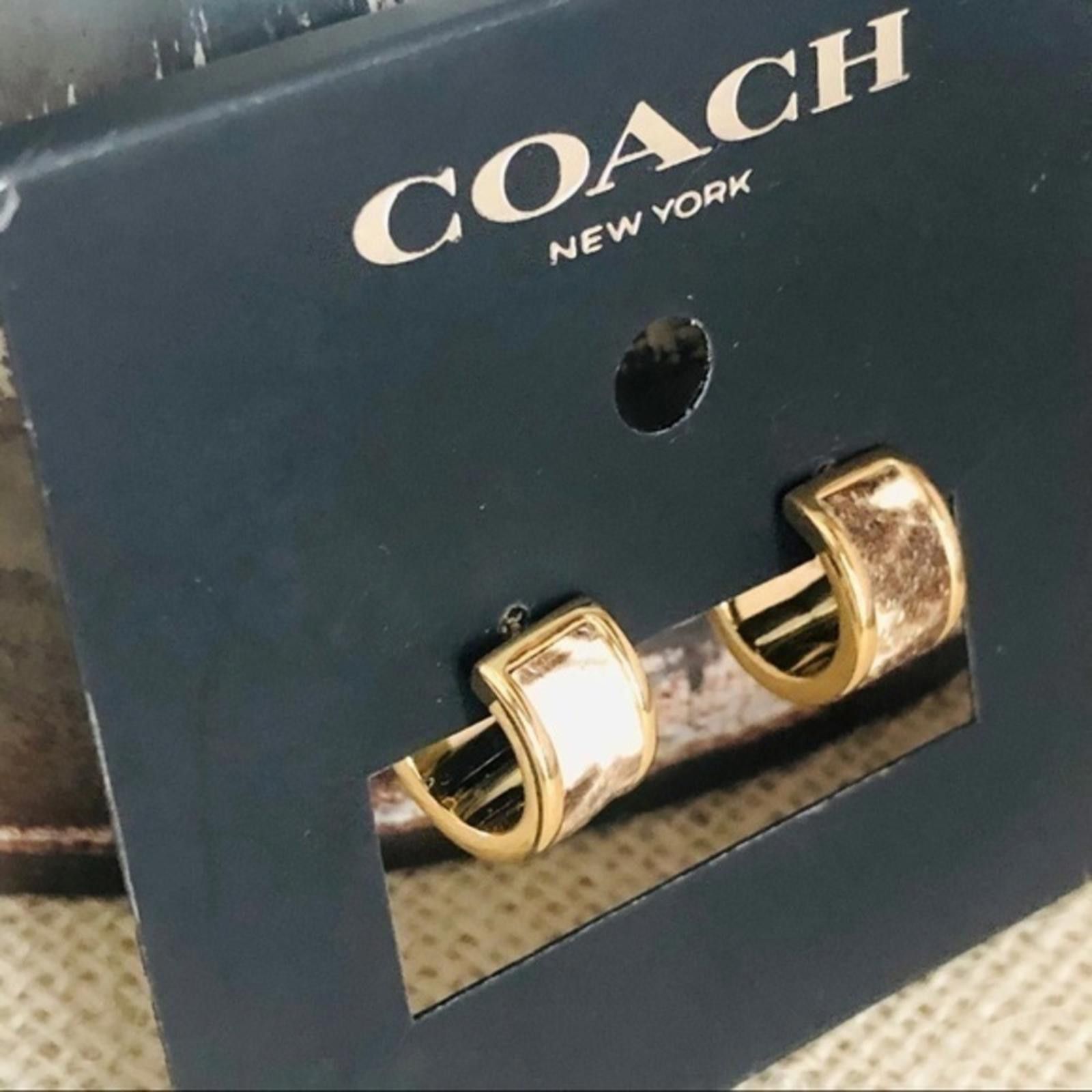 Coach Coach Snake Embossed Hoop Earrings NWT Size ONE SIZE - 3 Thumbnail