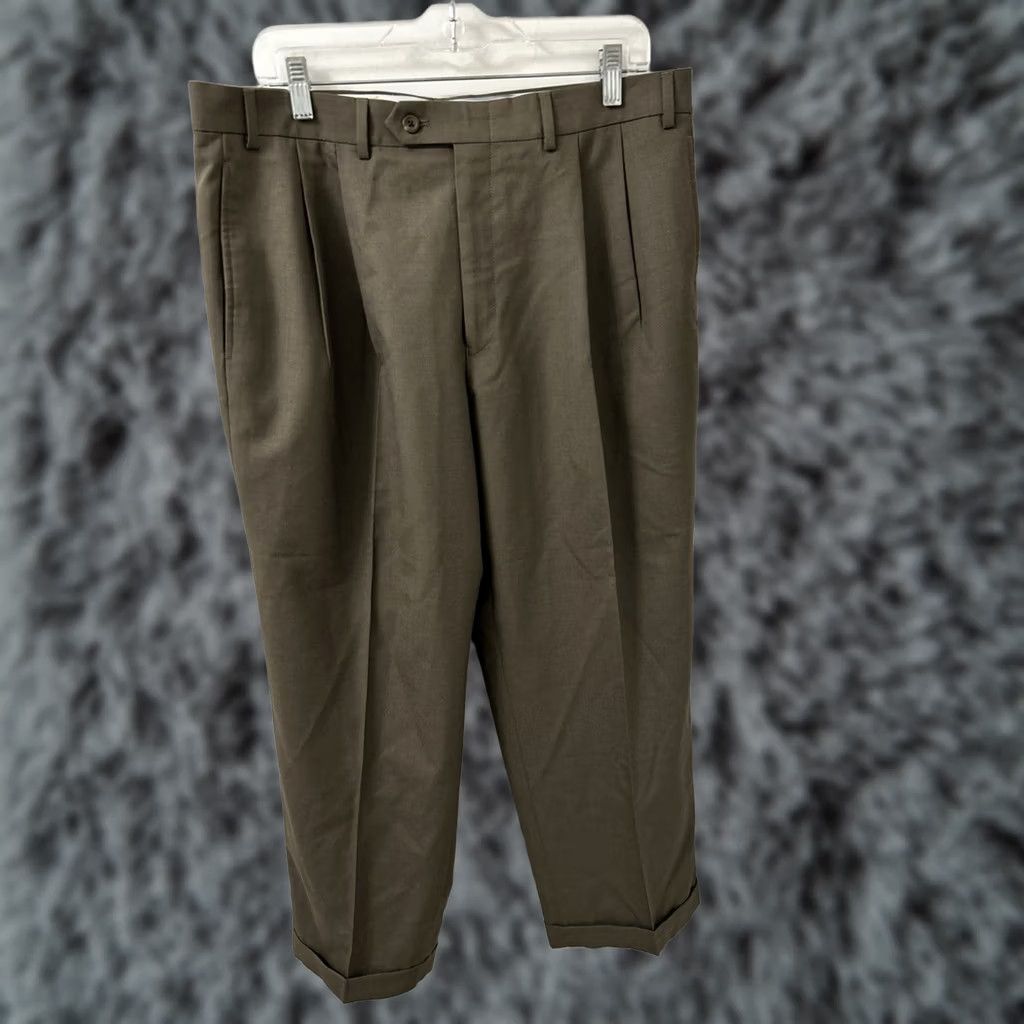 Ralph Lauren Ralph Lauren Total Comfort Pants Mens 36x27 Brown Dress Pants Pleated Cuffed Wool Classic Front Slashed Pockets Zipper Button Wool 100% Size US 36 / EU 52 - 1 Thumbnail