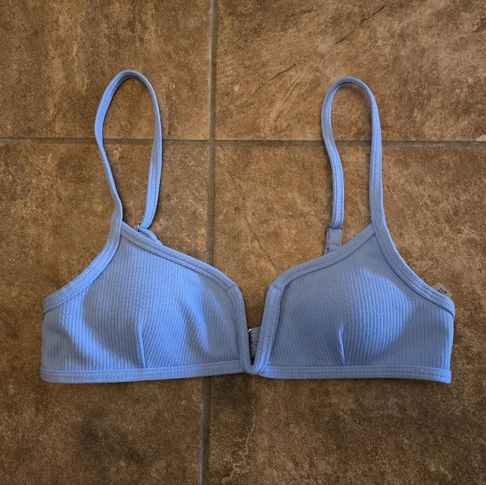 Designer Dust Blue Deep V Zaful Bikini Top Size ONE SIZE - 1 Thumbnail