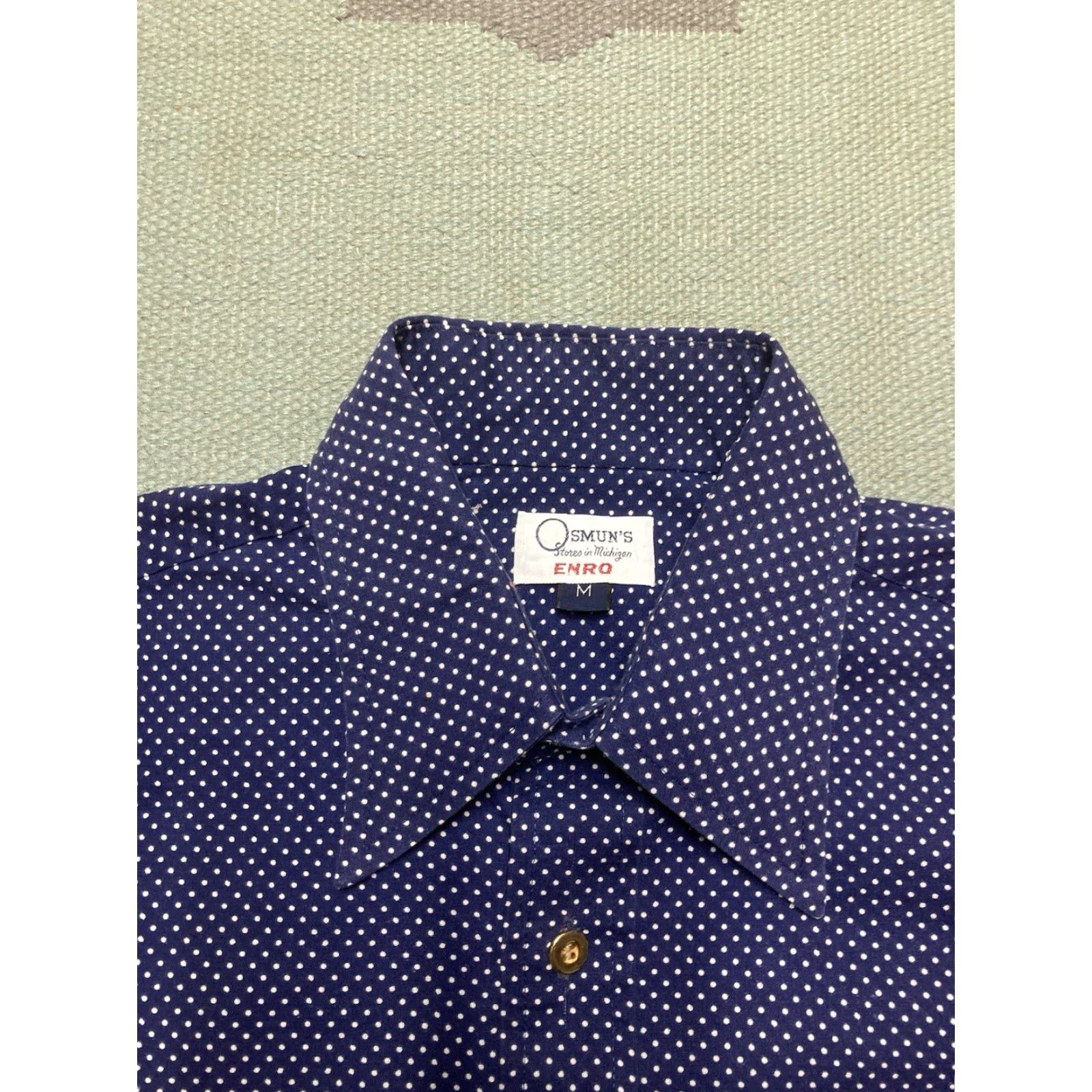 Enro VINTAGE Enro Button-Up Shirt Polka Dot Indigo Blue Short Sleeve Men M Size US M / EU 48-50 / 2 - 3 Thumbnail