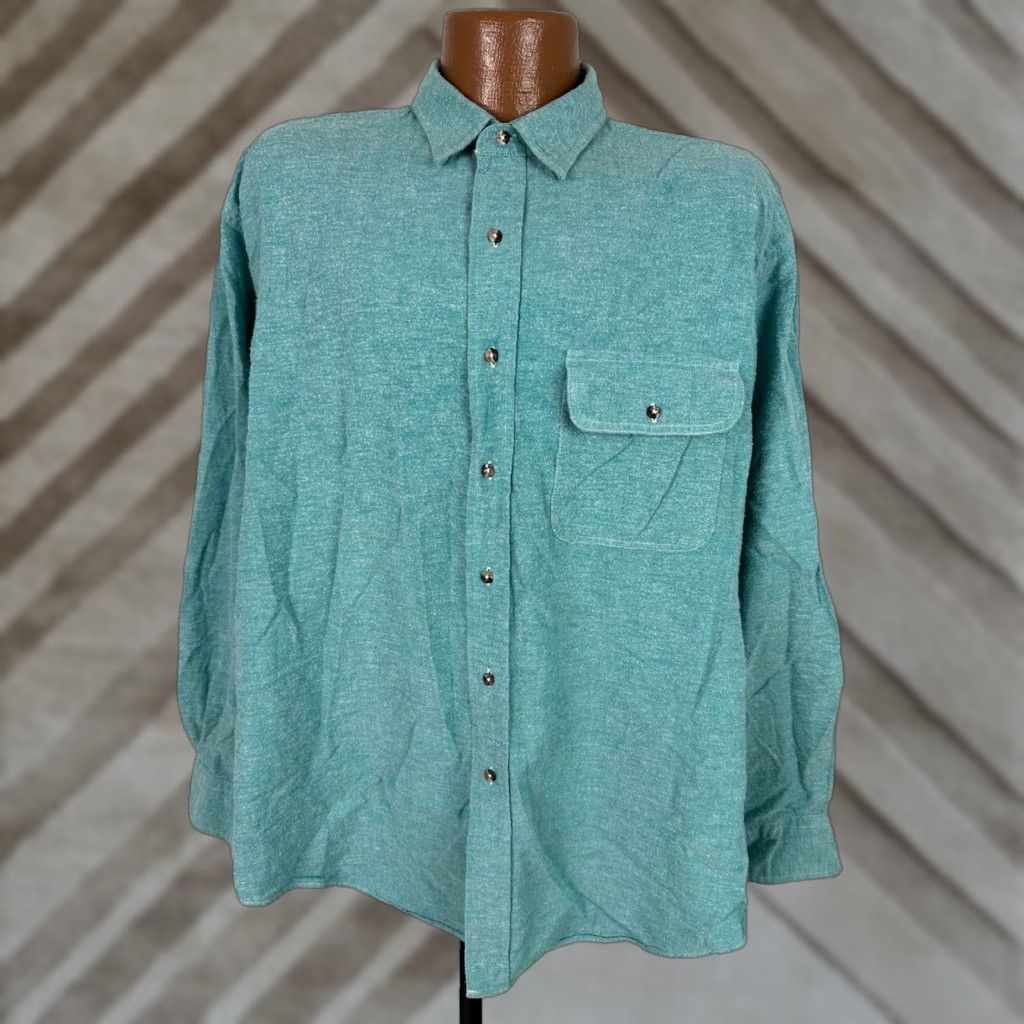 Lands' End VINTAGE Lands' End Flannel Shirt Men XL Blue Pilling Outdoors Cotton Made in USA Shirt Mens XL Blue Flannel Outdoors Vintage Lands' End Size US XL / EU 56 / 4 - 1 Thumbnail