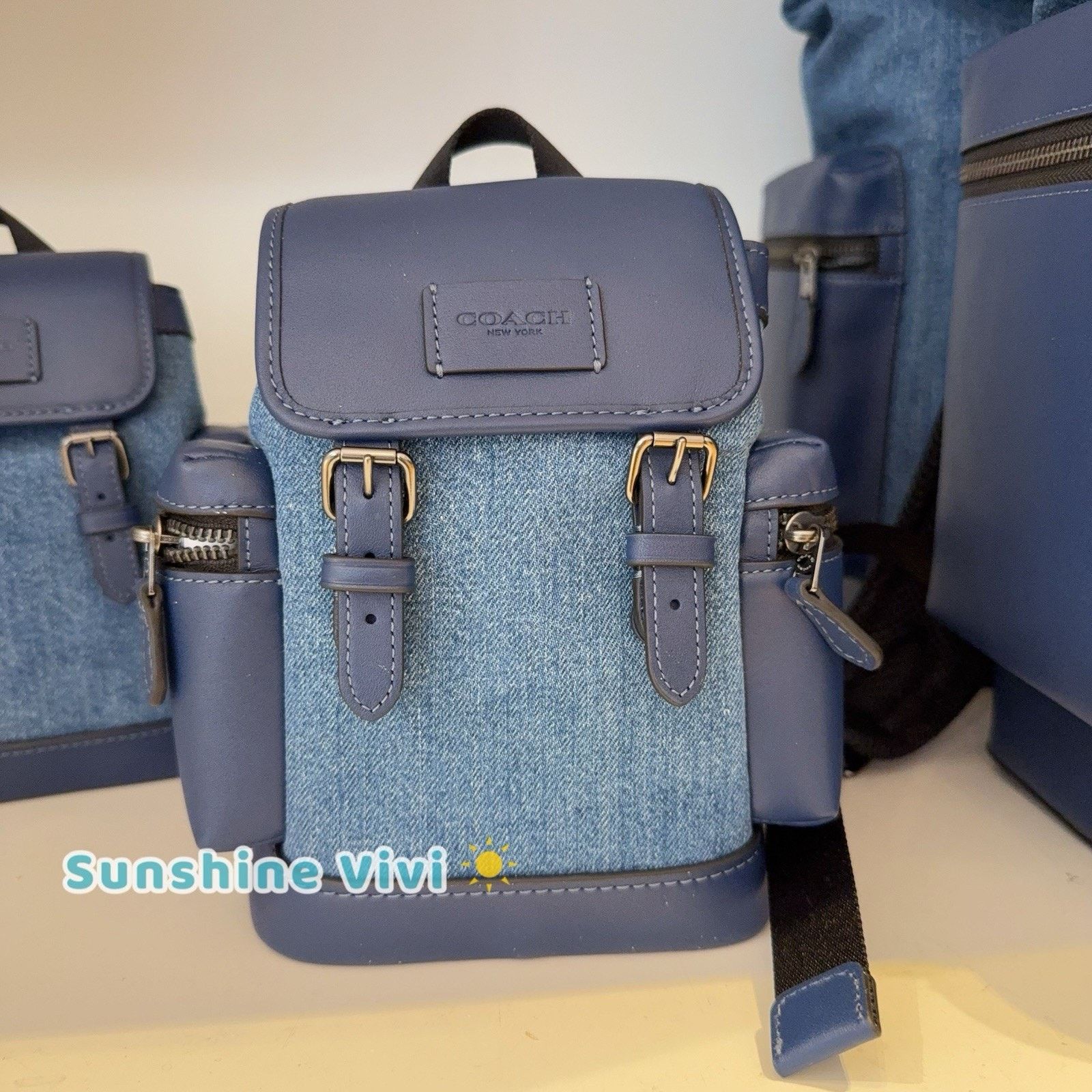 Coach NWT Coach Sprint Sling Pack Leather Denim CBF64 Deep Blue Size ONE SIZE - 1 Thumbnail