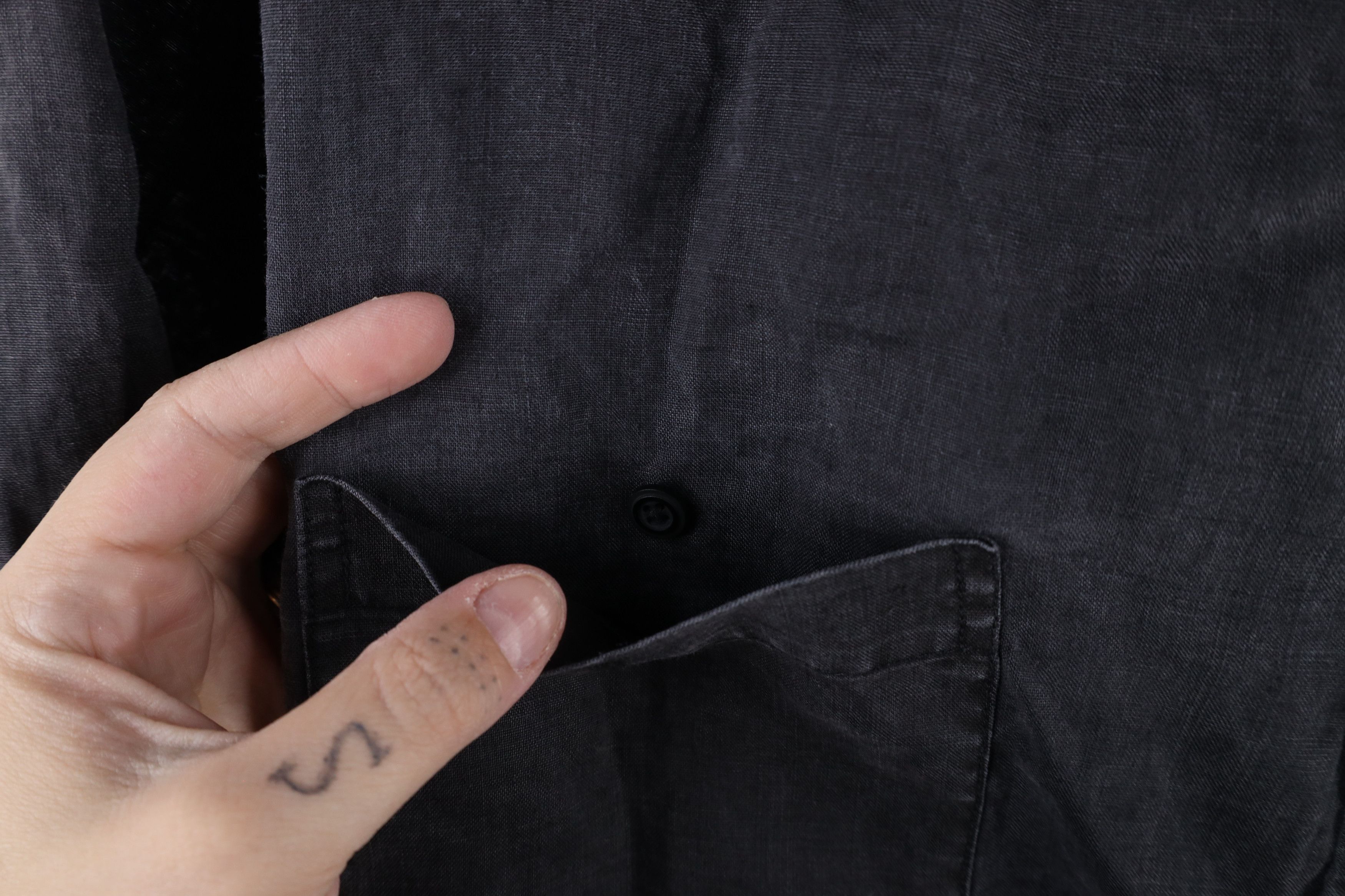 Vintage Vintage 90s Streetwear Looped Collar Button Shirt Black Size US XXL / EU 58 / 5 - 7 Thumbnail