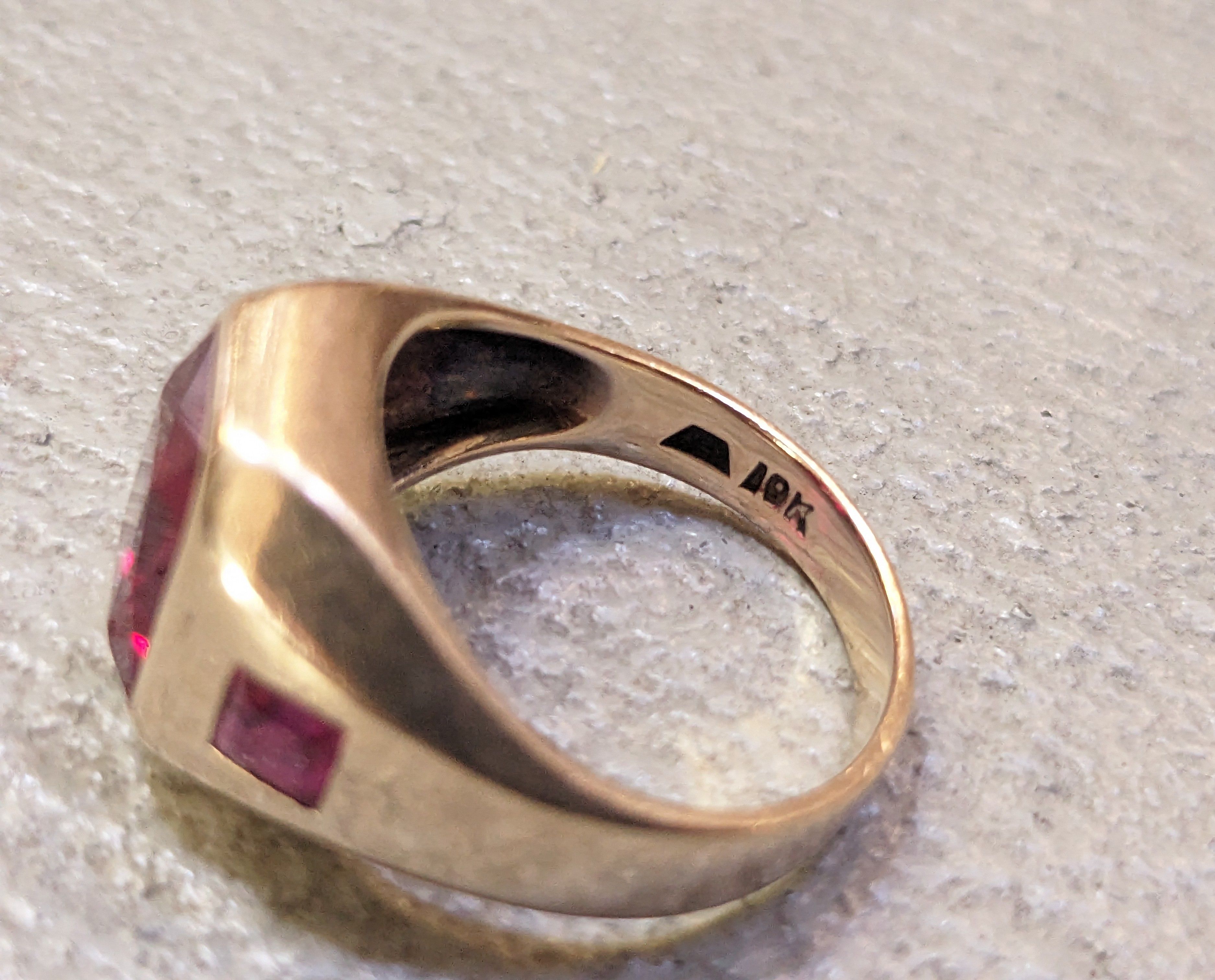 Jewelry Vintage 10K Gold Ring Size 10 Lab Ruby Red Modern Size ONE SIZE - 9 Thumbnail
