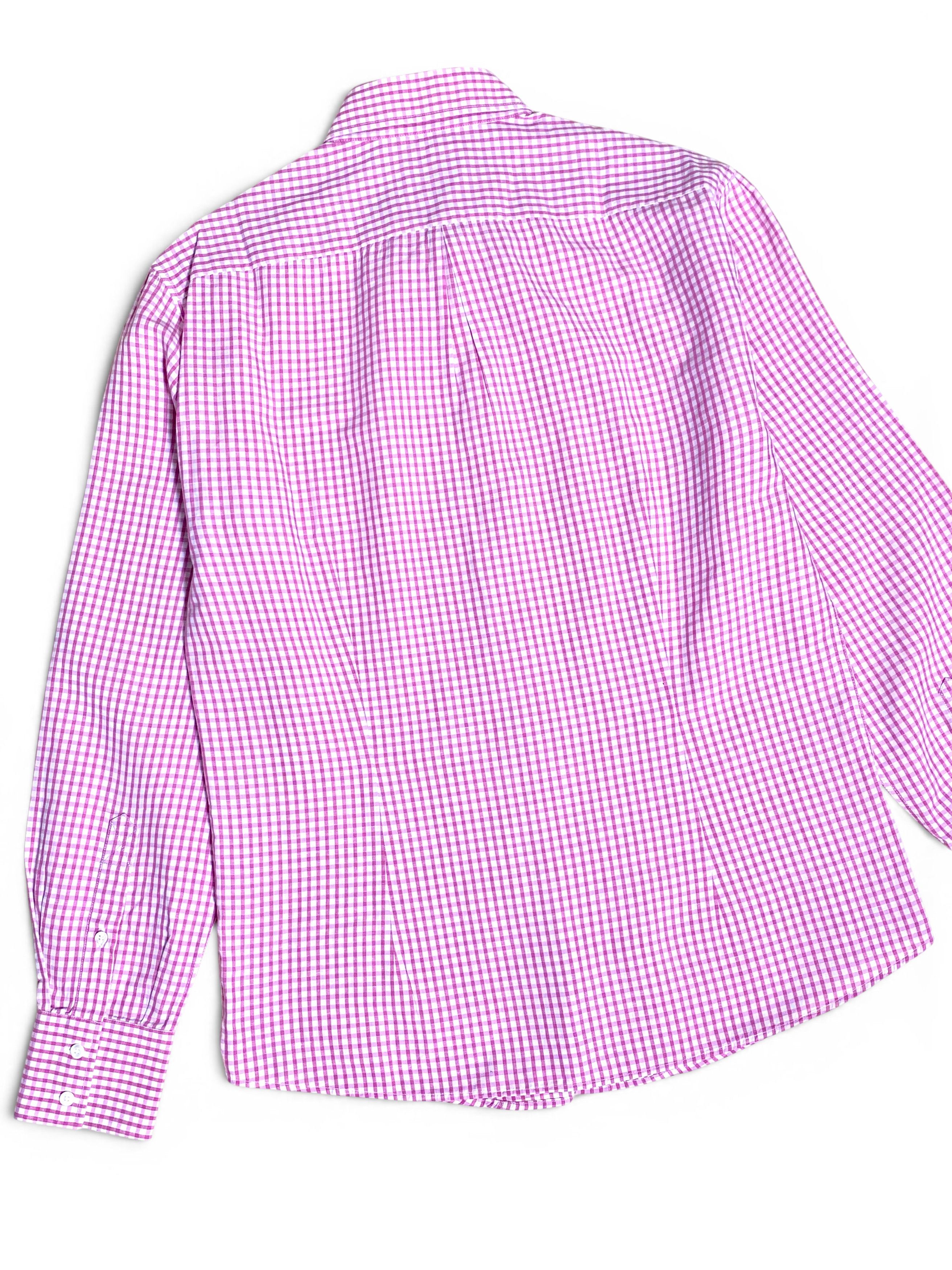 Brunello Cucinelli Brunello Cucinelli Pink White Check Cotton Linen Slim Shirt Size US M / EU 48-50 / 2 - 7 Thumbnail