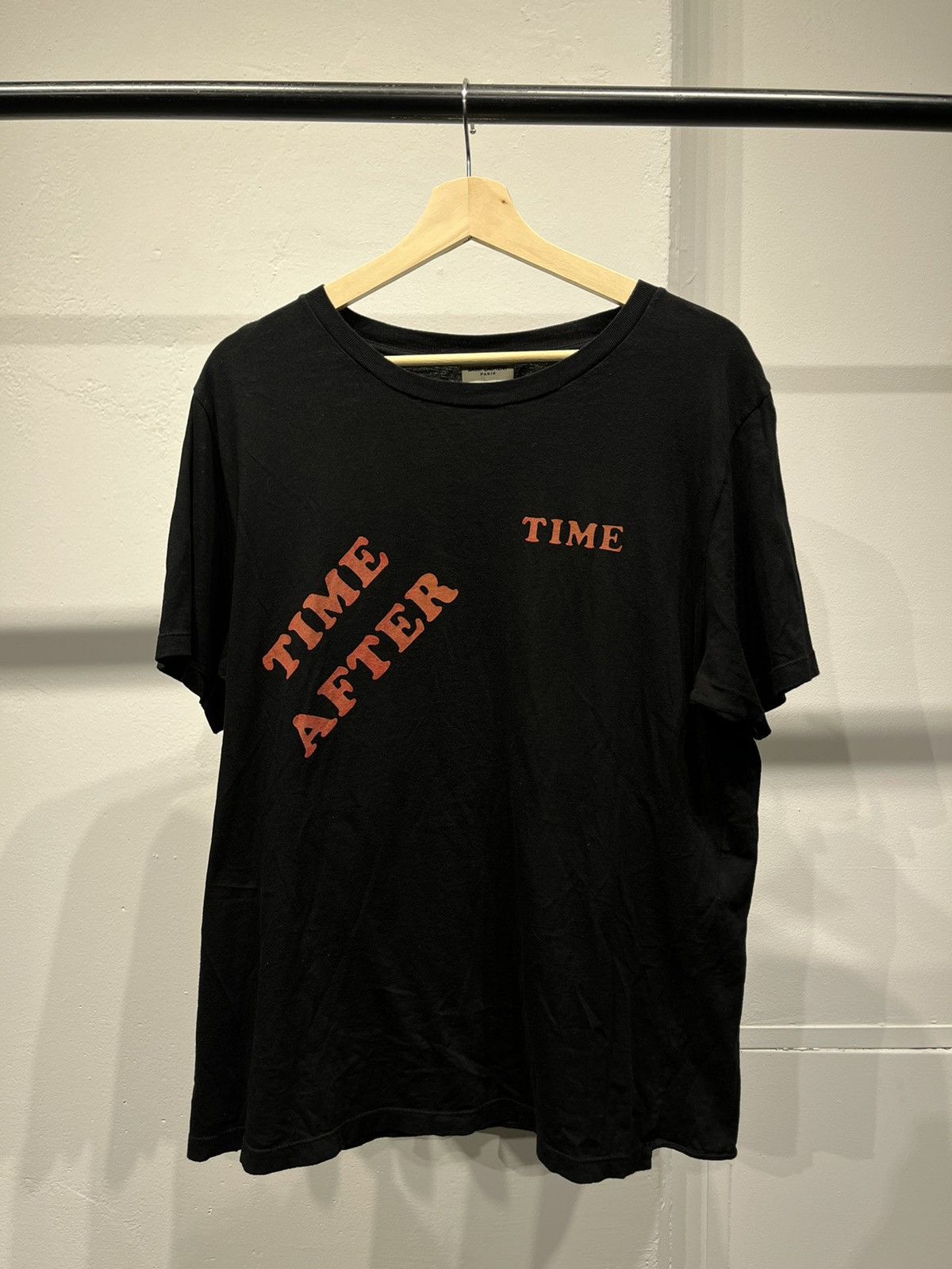 image of Saint Laurent Paris Aw18 Time After Time T-Shirt in Black, Men's (Size Large)