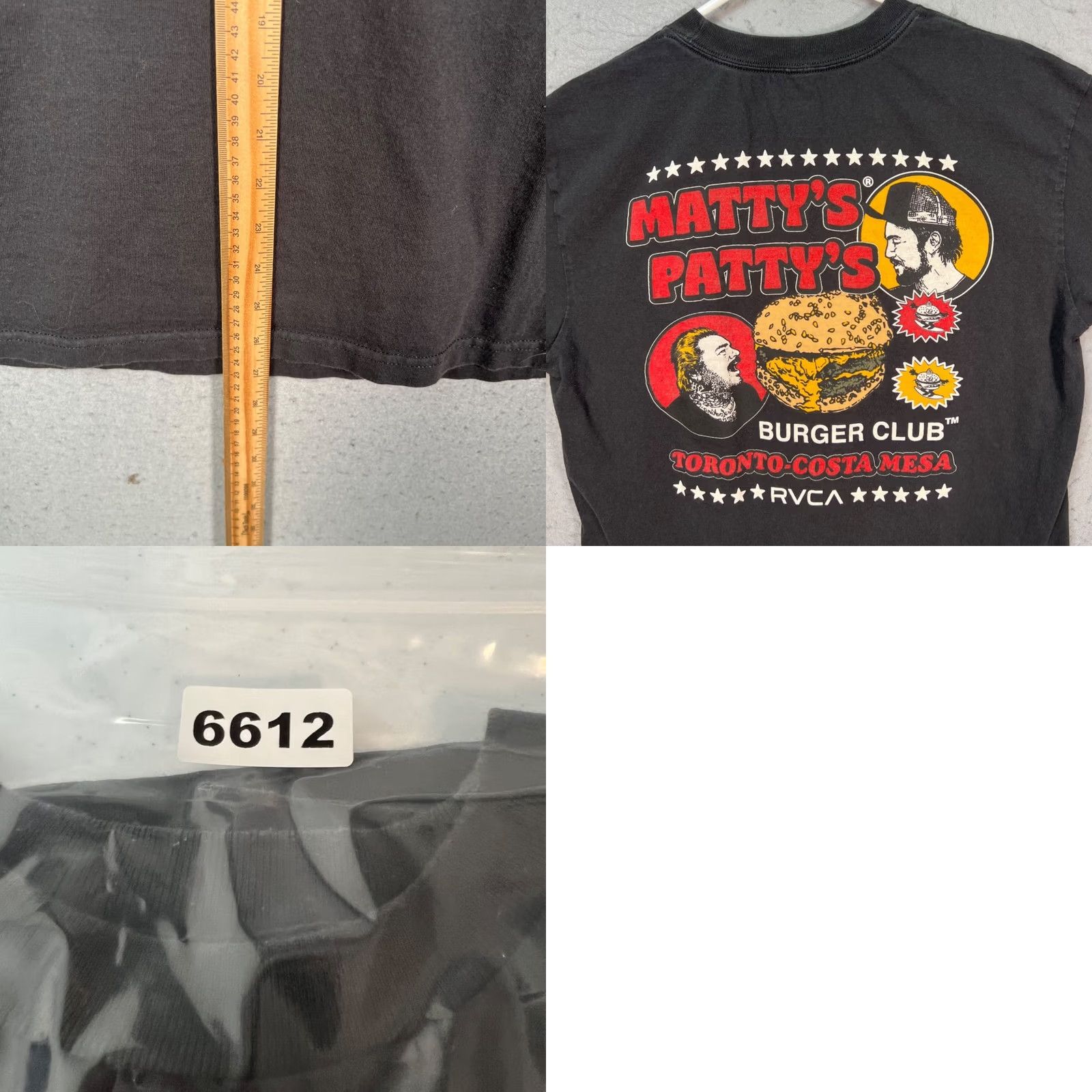 RVCA RVCA Mens Large Mattys Pattys Burger Club Graphic T Shirt Black Relaxed Fit Size US L / EU 52-54 / 3 - 8 Thumbnail
