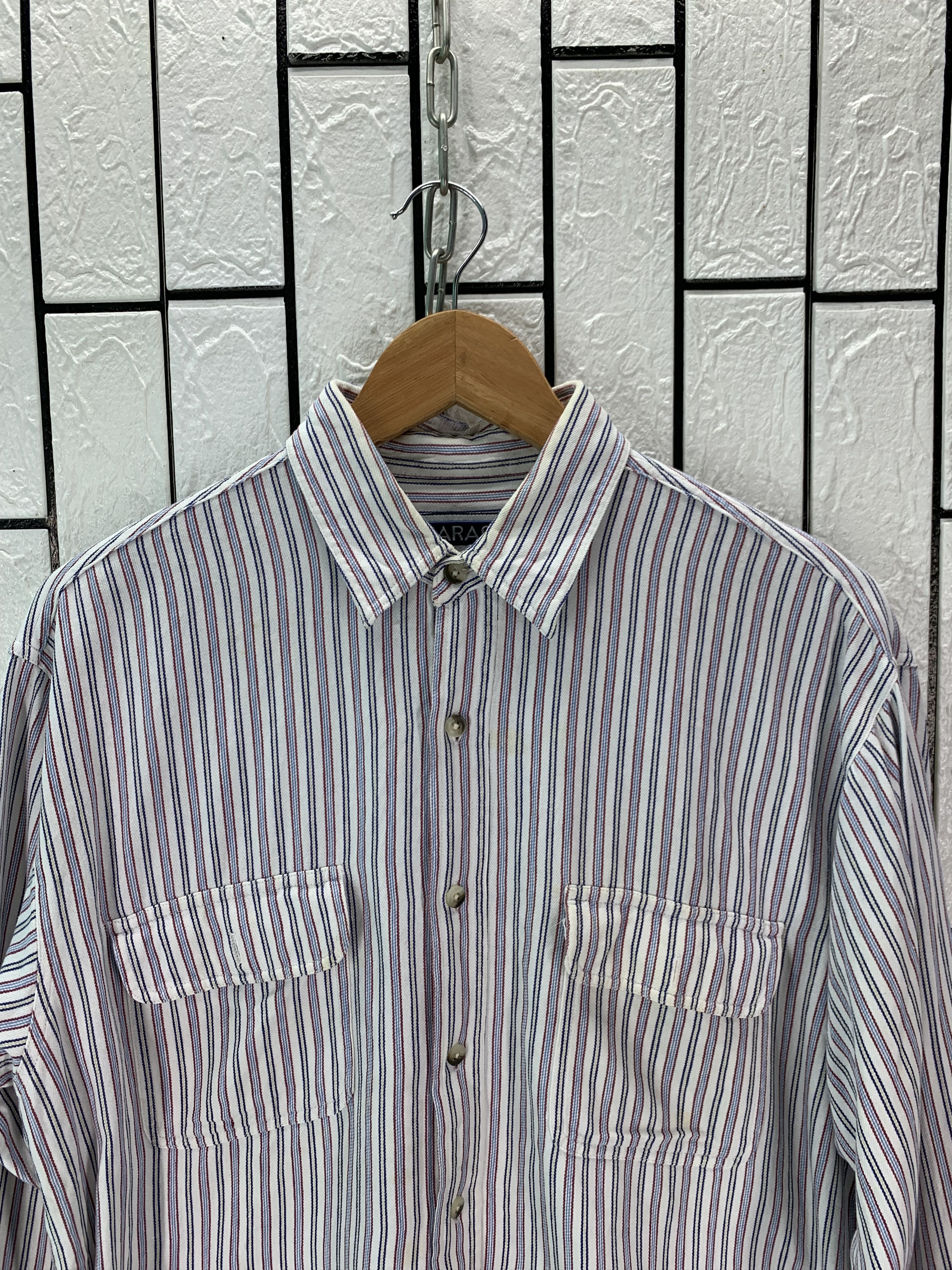 Vintage Vintage B.Garage Stripe Shirt Button Size US L / EU 52-54 / 3 - 3 Thumbnail