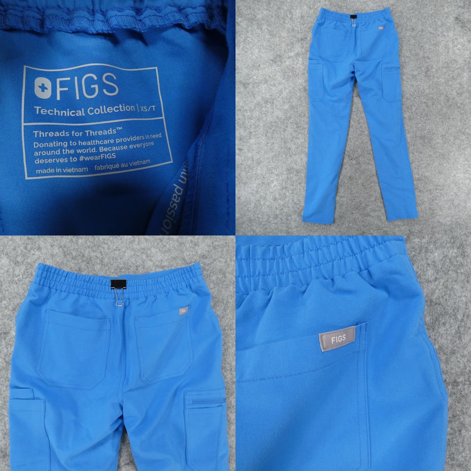 Vintage FIGS Scrub Pants Womens XS Blue Drawstring Size 26" / US 2 / IT 38 - 9 Thumbnail