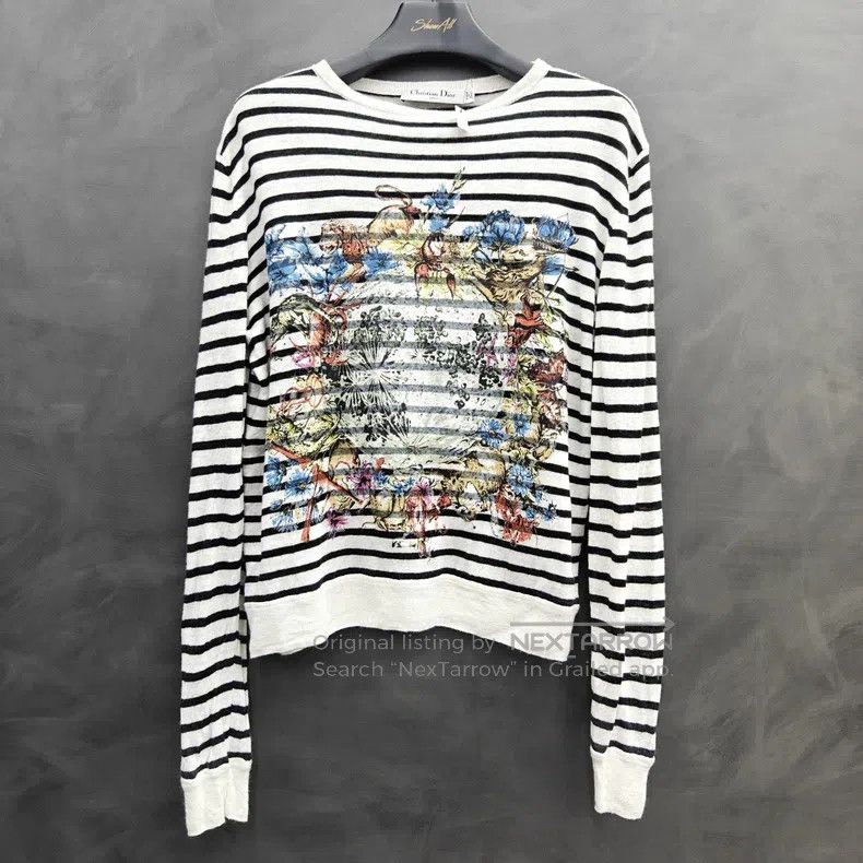 Dior Dior Zoo series linen cashmere striped long-sleeved T-shir Size XS / US 0-2 / IT 36-38 - 1 Thumbnail