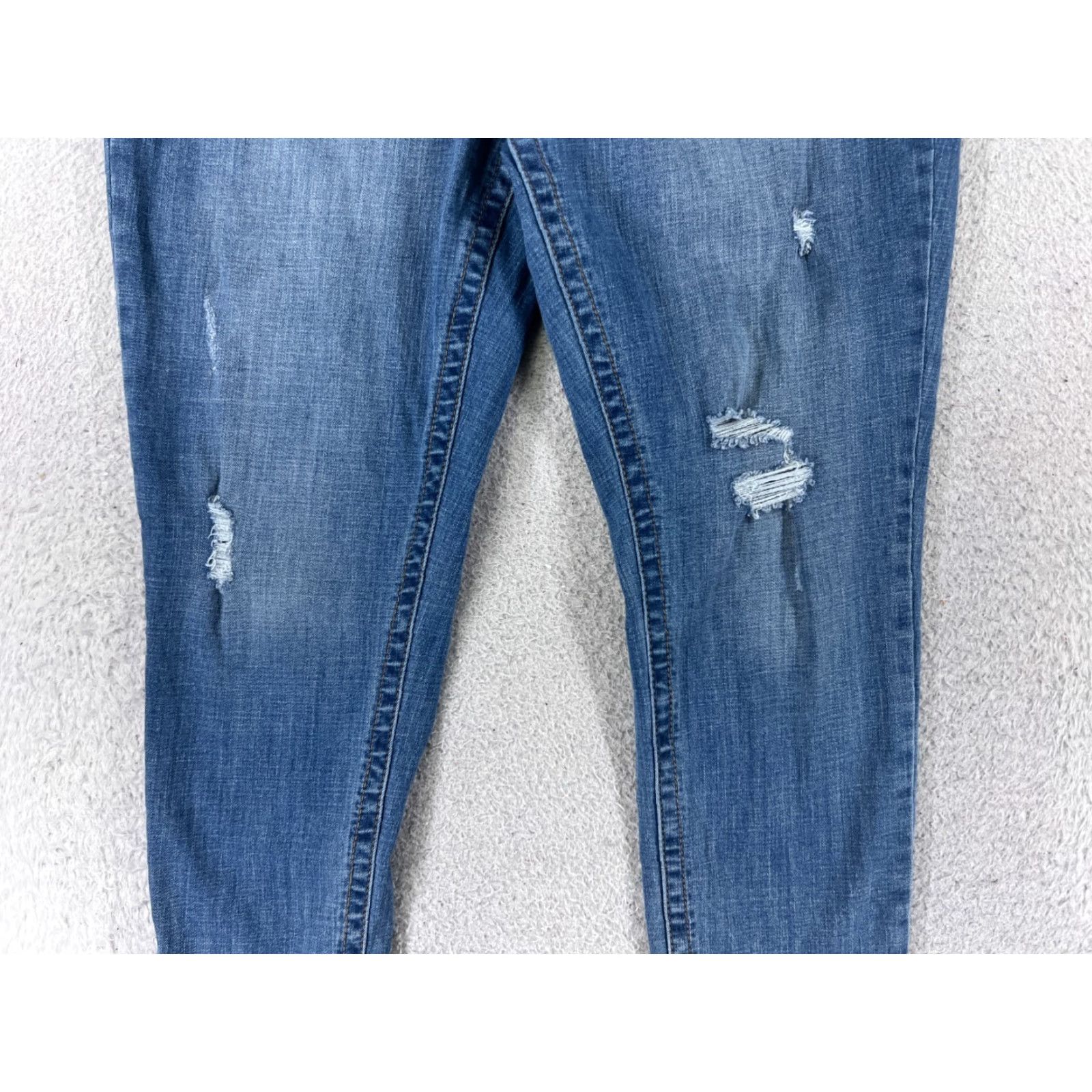 Vintage Seven7 Jeans Women 16 Blue Denim Distressed Tummyless High Rise Skinny Size 38" / US 16 / IT 52 - 3 Thumbnail
