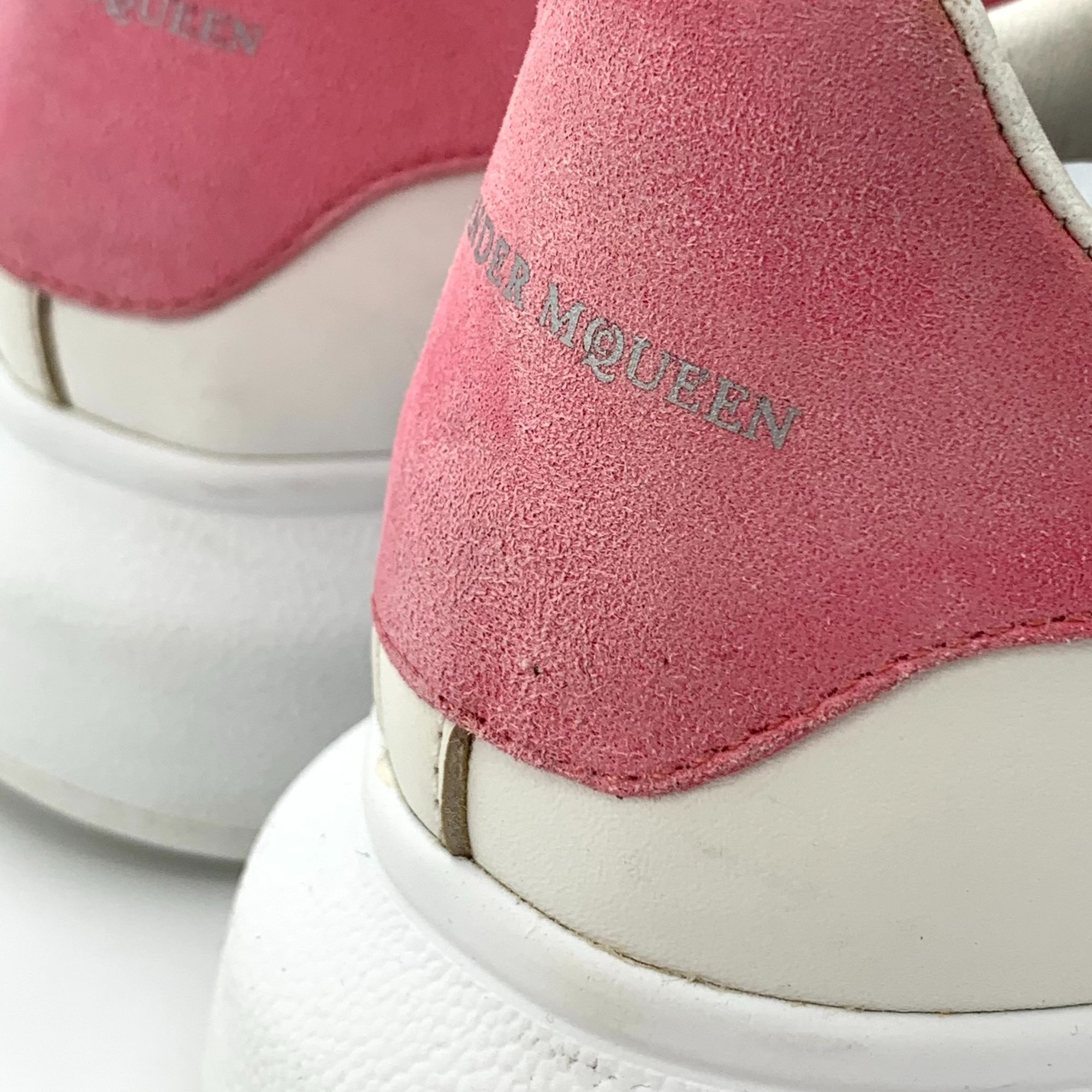 Alexander McQueen Alexander McQueen Womens White Leather Pink Suede Sneakers Size US 7 / IT 37 - 8 Thumbnail