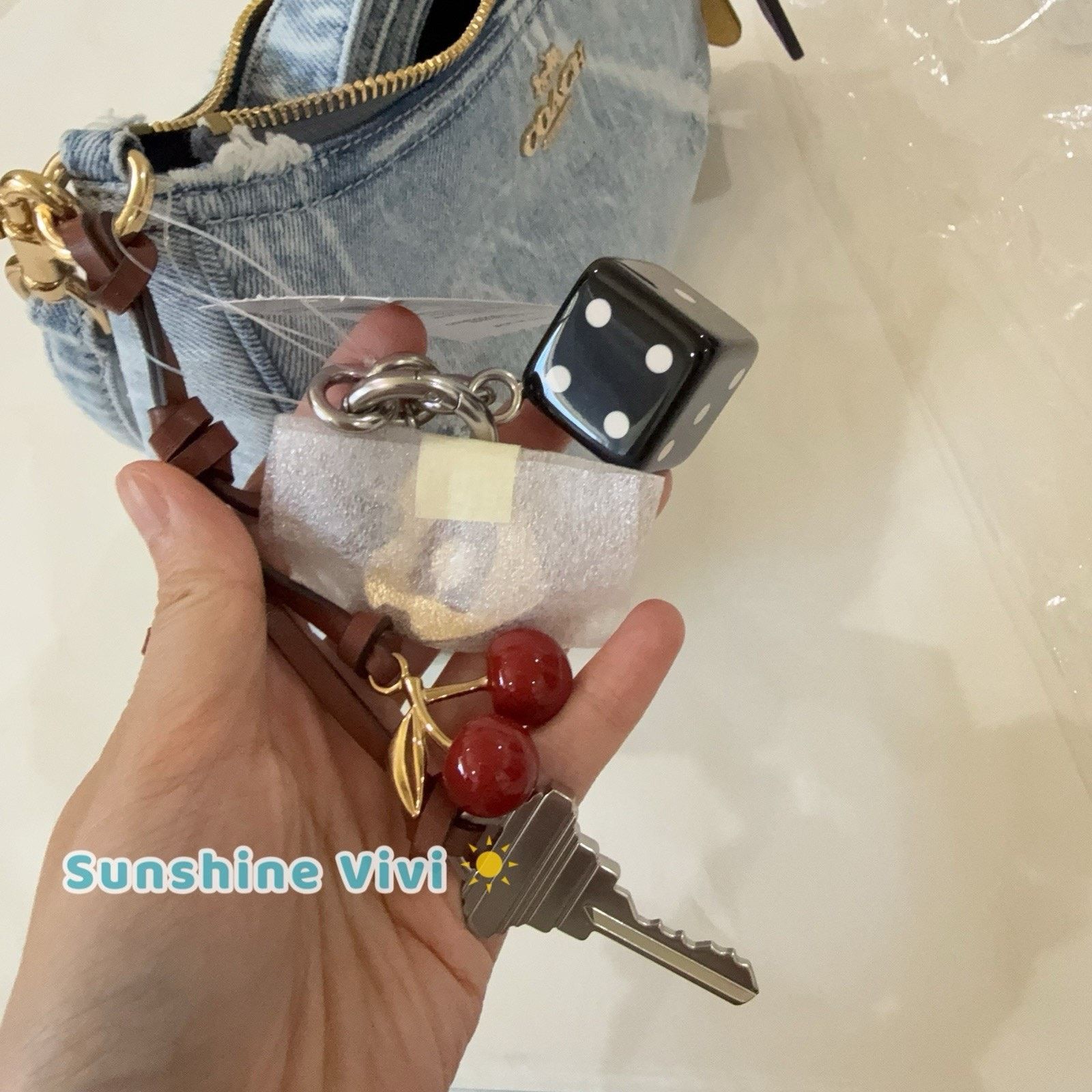 Coach NWT COACH CDY76 Teri Shoulder Bag Loved Denim Charms Size ONE SIZE - 6 Thumbnail