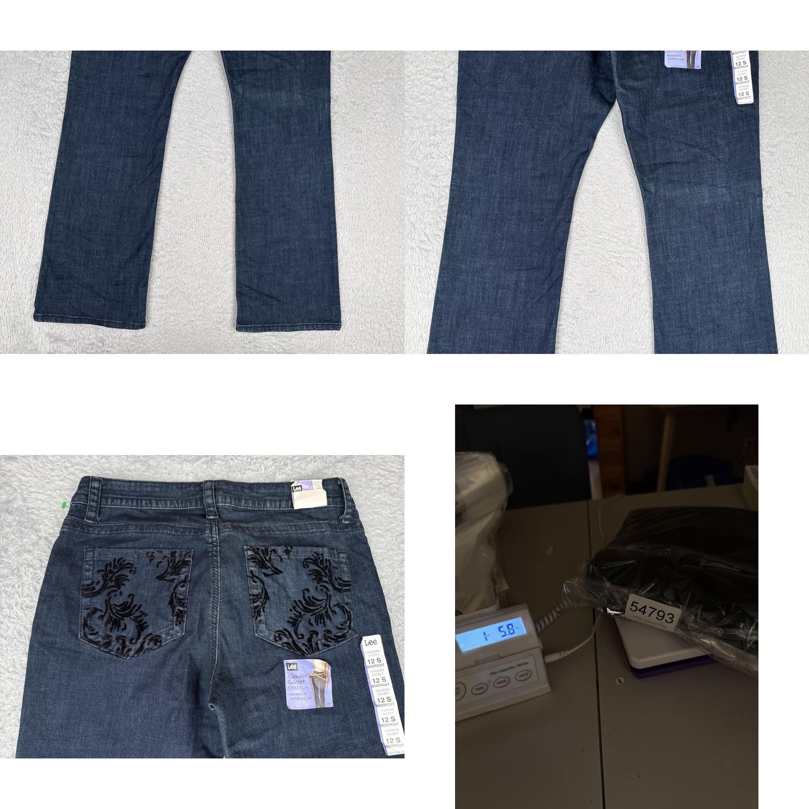 Lee Lee Jeans Womens 12S Slender Secret Bootcut Denim Blue Mid Rise 30 Inseam 32 Waist Floral Pockets Stretch Vintage No N/A Size 34" / US 12 / IT 48 - 10 Thumbnail