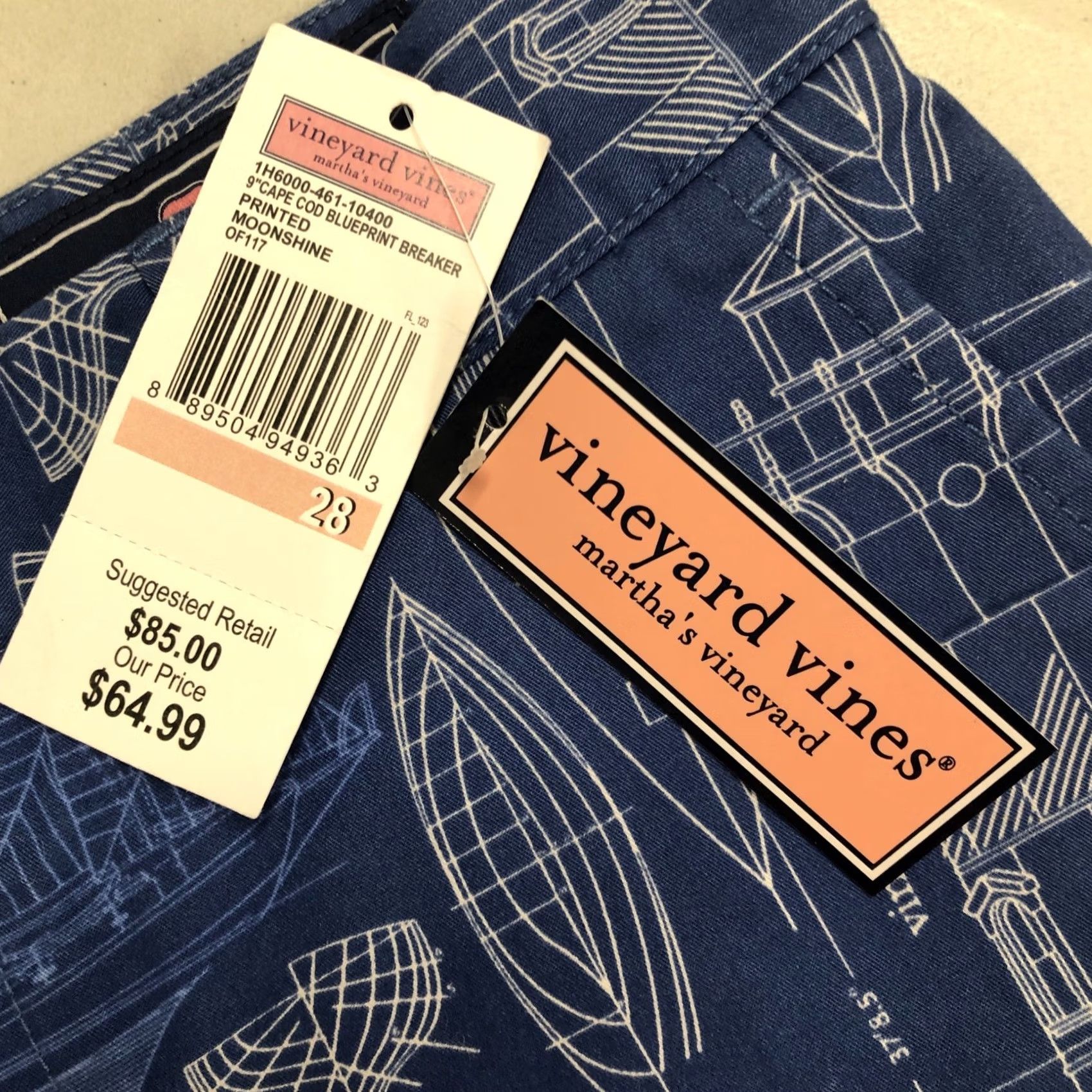 Vineyard Vines Vineyard Vines Shorts Mens 28 CHINO BERMUDA Cape Cod Blueprint Breaker 9” Size US 28 / EU 44 - 3 Thumbnail