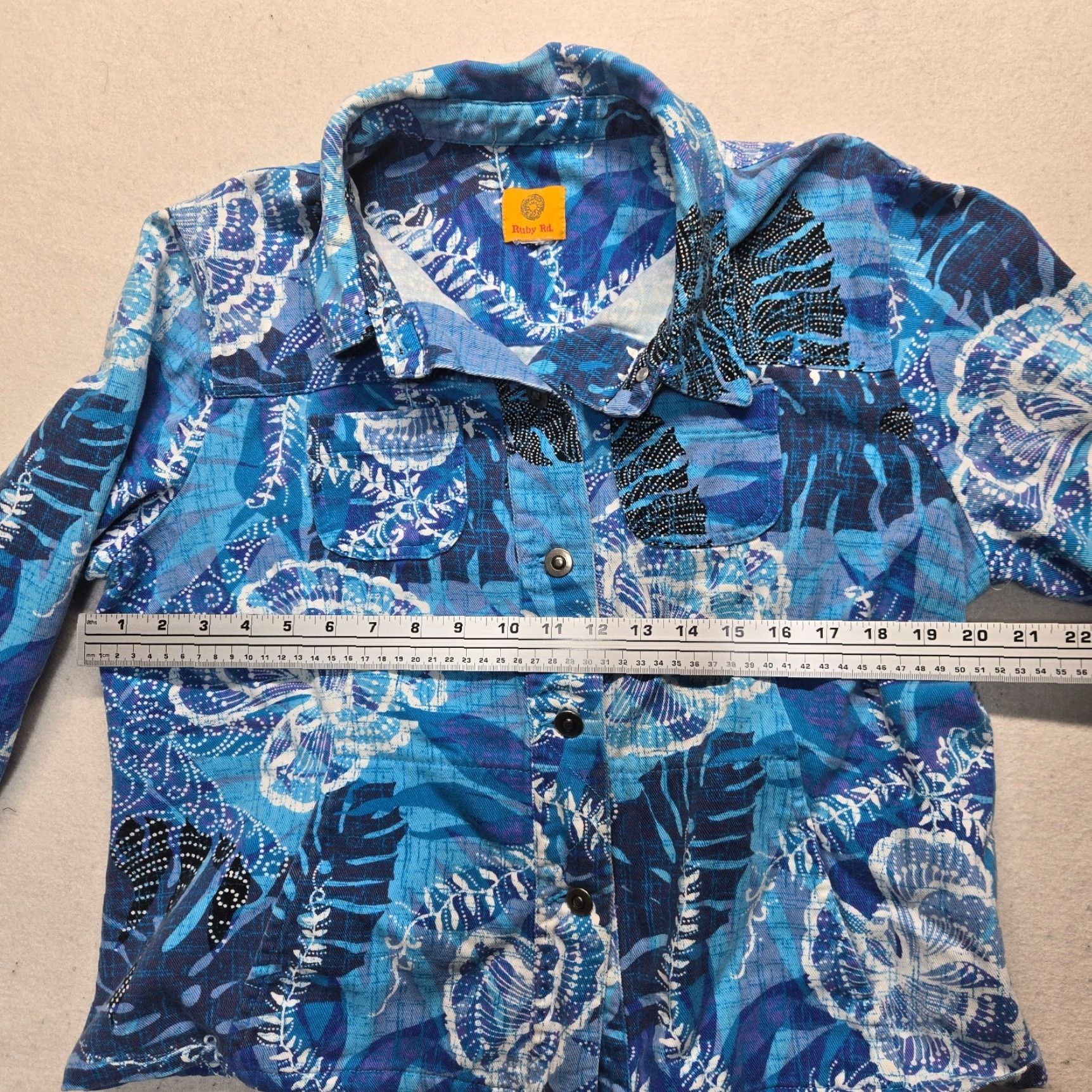 Vintage Ruby Rd Blazer Women's Floral Blue Button Long Sleeve L Adult Regular Modern Hipster Retro Jacket Blazer Size L / US 10 / IT 46 - 4 Thumbnail
