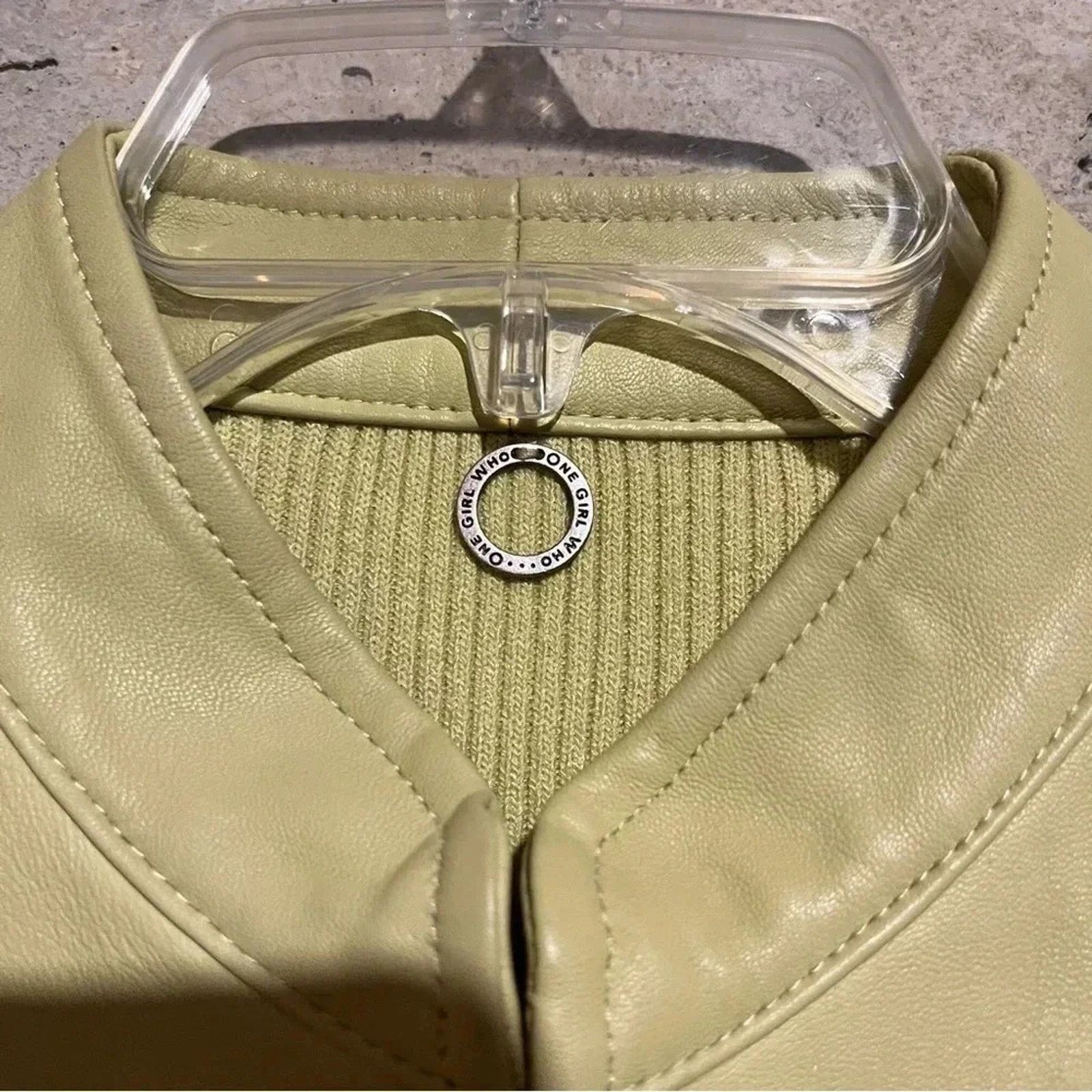 Other One Girl Who Green Black Leather Ribbed Stretch Jacket sz S Size S / US 4 / IT 40 - 2 Thumbnail