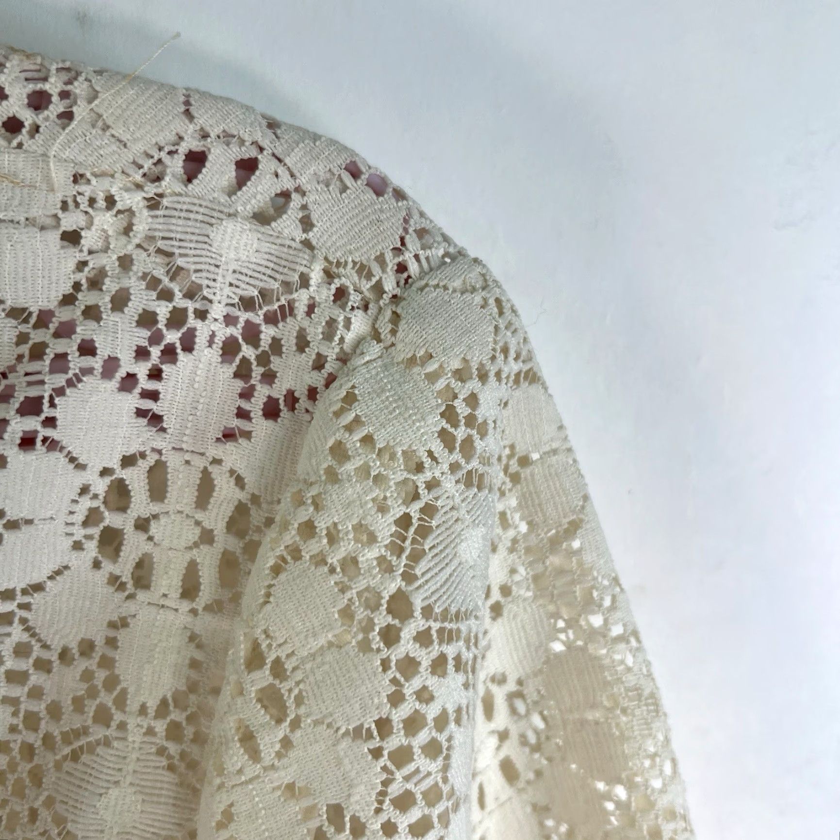 Vintage VTG 70's Mr Stan Lace Floral Button-Up Dagger Collar Shirt Womens SZ 13/14 Ivory Size XL / US 12-14 / IT 48-50 - 2 Thumbnail