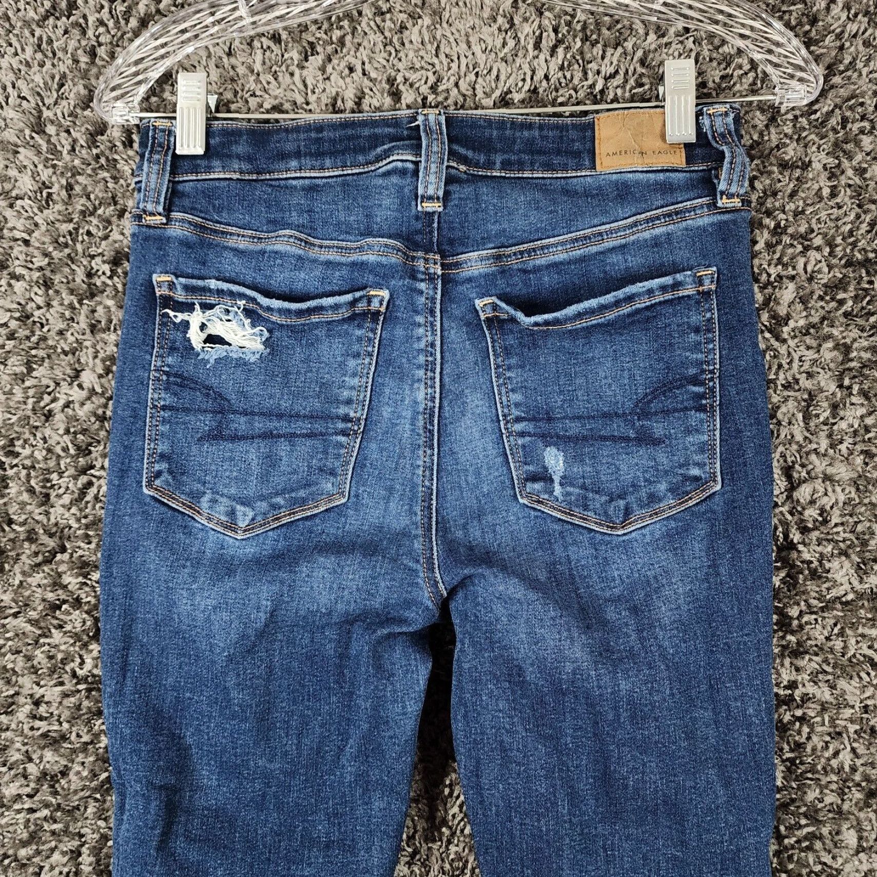 American Eagle Outfitters VINTAGE American Eagle Womens Jeggings Size 2 Blue High Rise Distressed Stretch Jeans Size 26" / US 2 / IT 38 - 7 Thumbnail