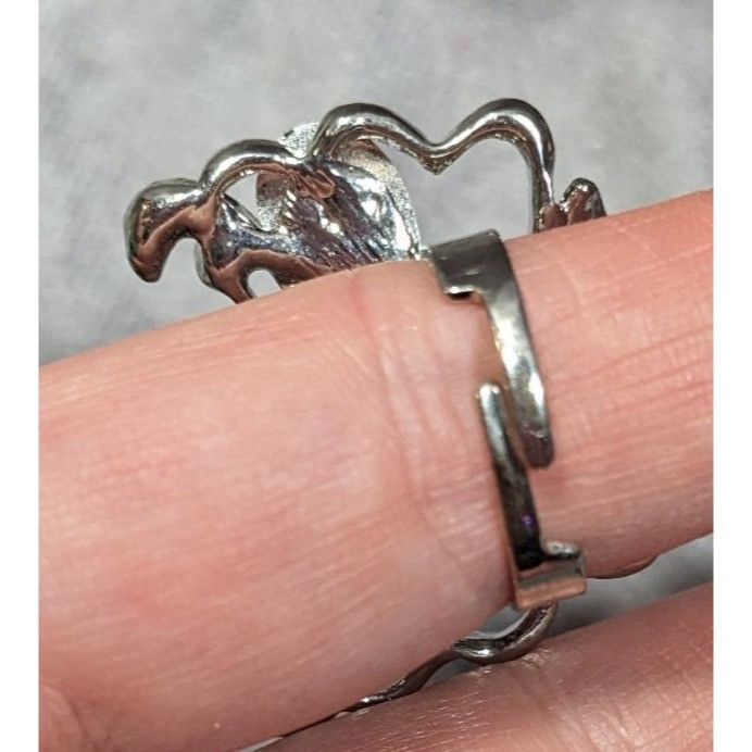 Other Faircore Butterfly Silver Tone Ring With Gems Adjustable Siz Size ONE SIZE - 8 Thumbnail