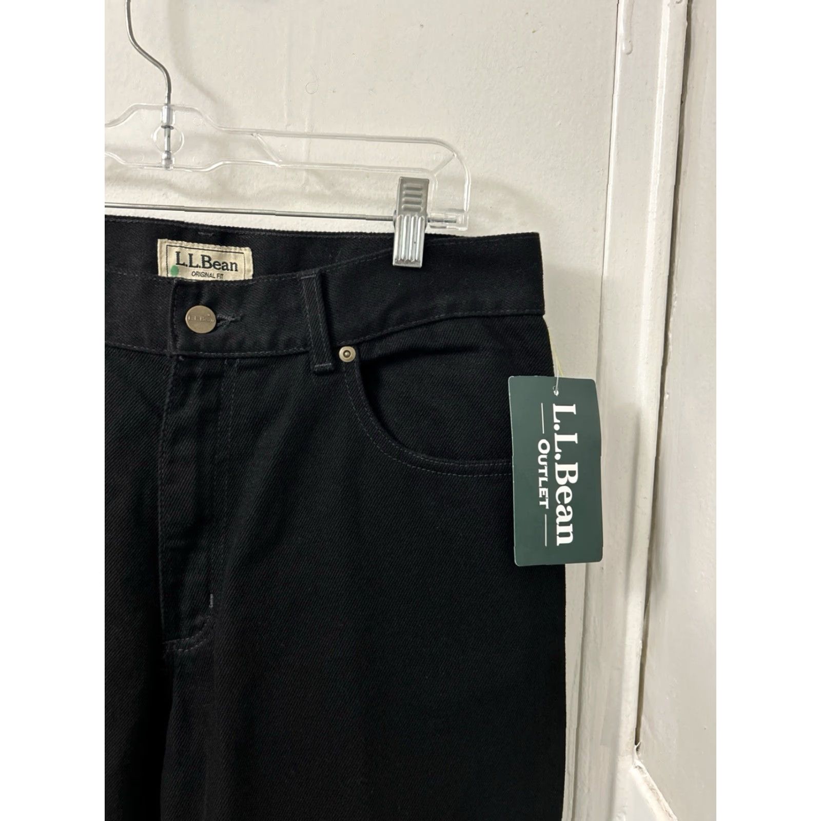 Vintage L.L. Bean Jeans Womens 12x32 Black Double L Straight Leg 100% Cotton NWT Denim Zipper Button Five-Pocket Modern Classic Jeans Mens Women? Size 34" / US 12 / IT 48 - 4 Thumbnail