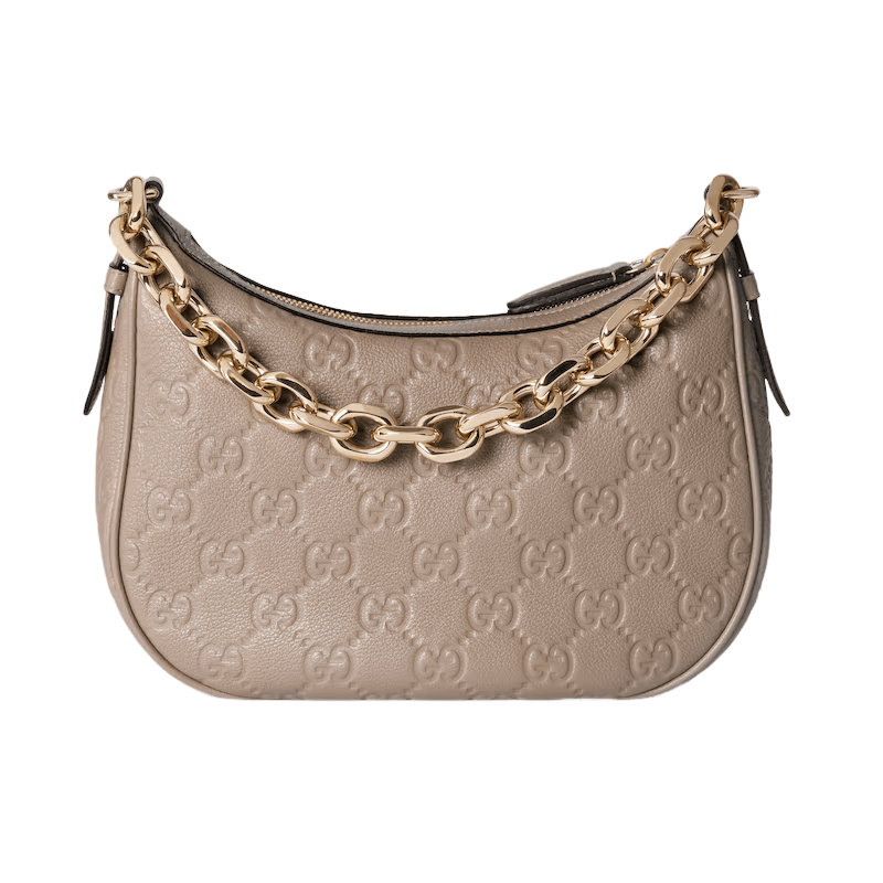 GUCCI GG Med Taupe Leather Shoulder Bag New Authentic