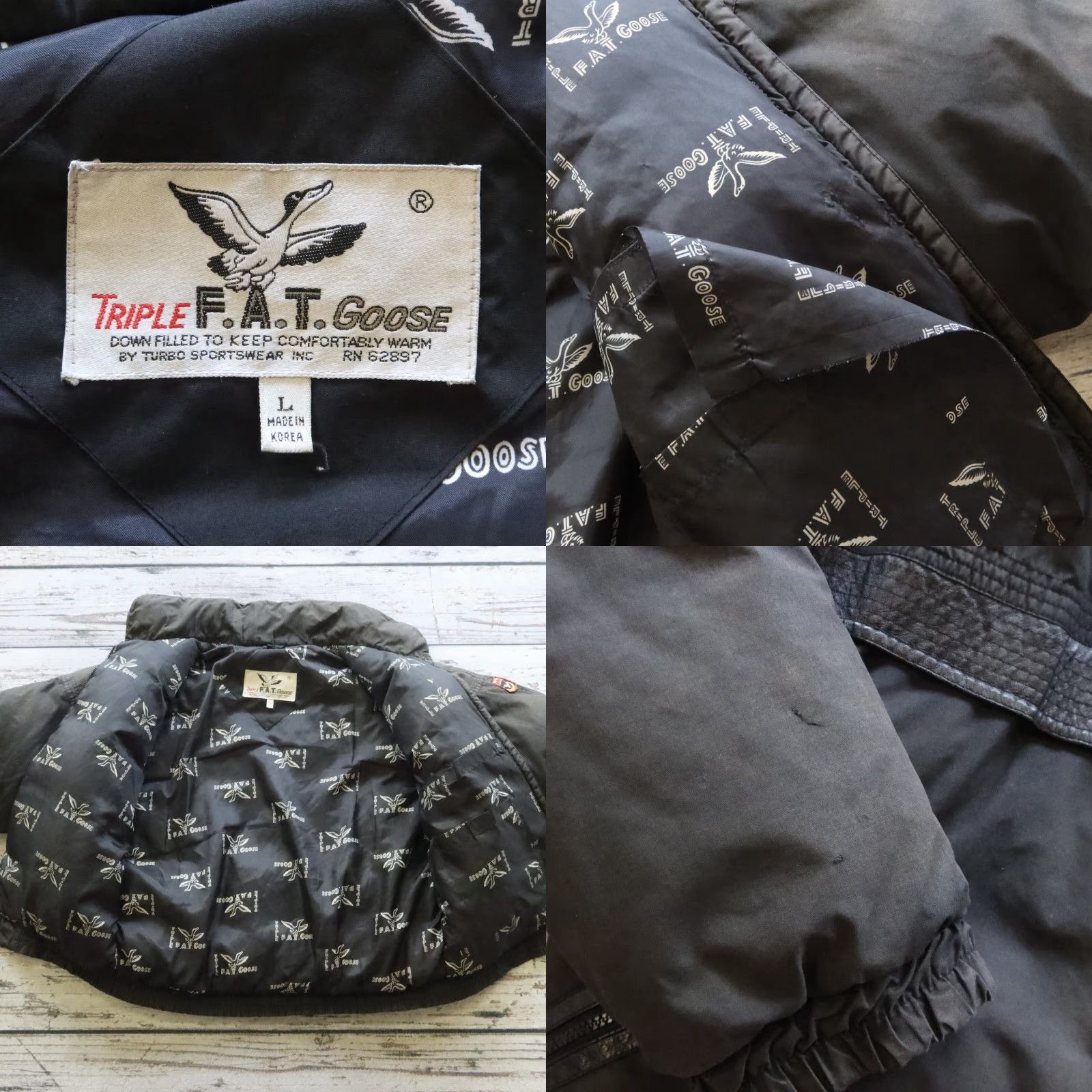 Vintage VINTAGE Triple F.A.T. Goose Puffer Jacket Shirt Men L Black"} Size US L / EU 52-54 / 3 - 9 Thumbnail
