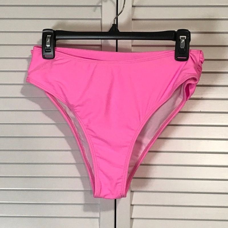 Other Hot Pink Retro High Waisted High Cut Cheeky Bikini Bottom L Size ONE SIZE - 1 Thumbnail