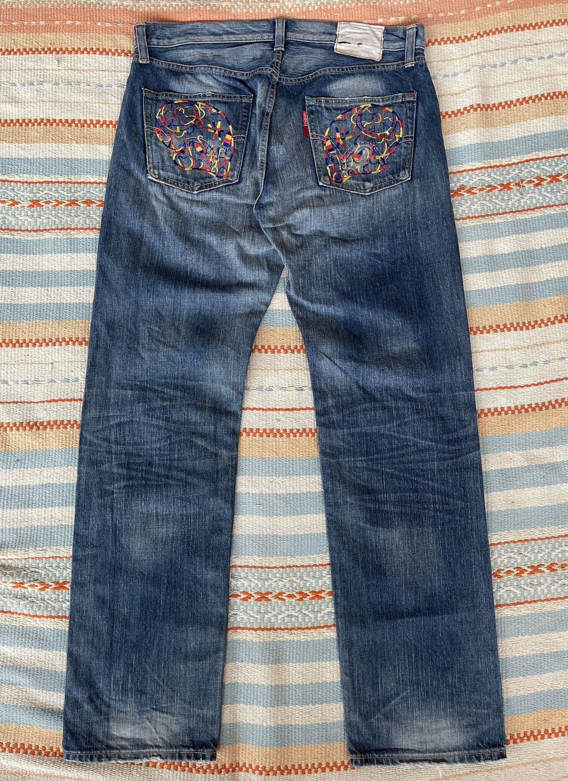 Edwin Vintage 90s🔥EDWIN✖️MURDER Squared🔥EMBROIDERY Distressed Denim Size US 38 / EU 54 - 2 Thumbnail