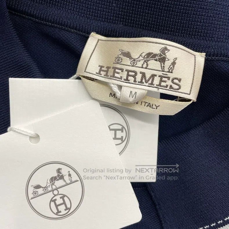 Hermes Hermes Polo shirt, dark blue, classic collar design with w Size US M / EU 48-50 / 2 - 6 Thumbnail