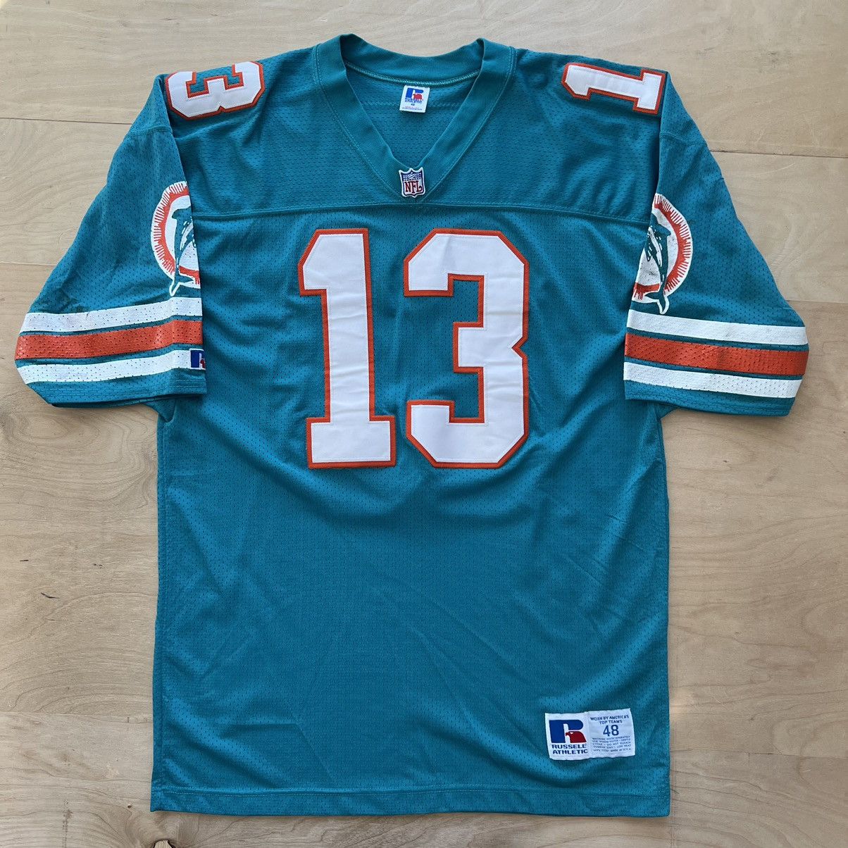 image of Nfl x Russell Athletic Vintage Dan Marino Miami Dolphins Jersey 48 Teal 80's Russell, Men's (Size X