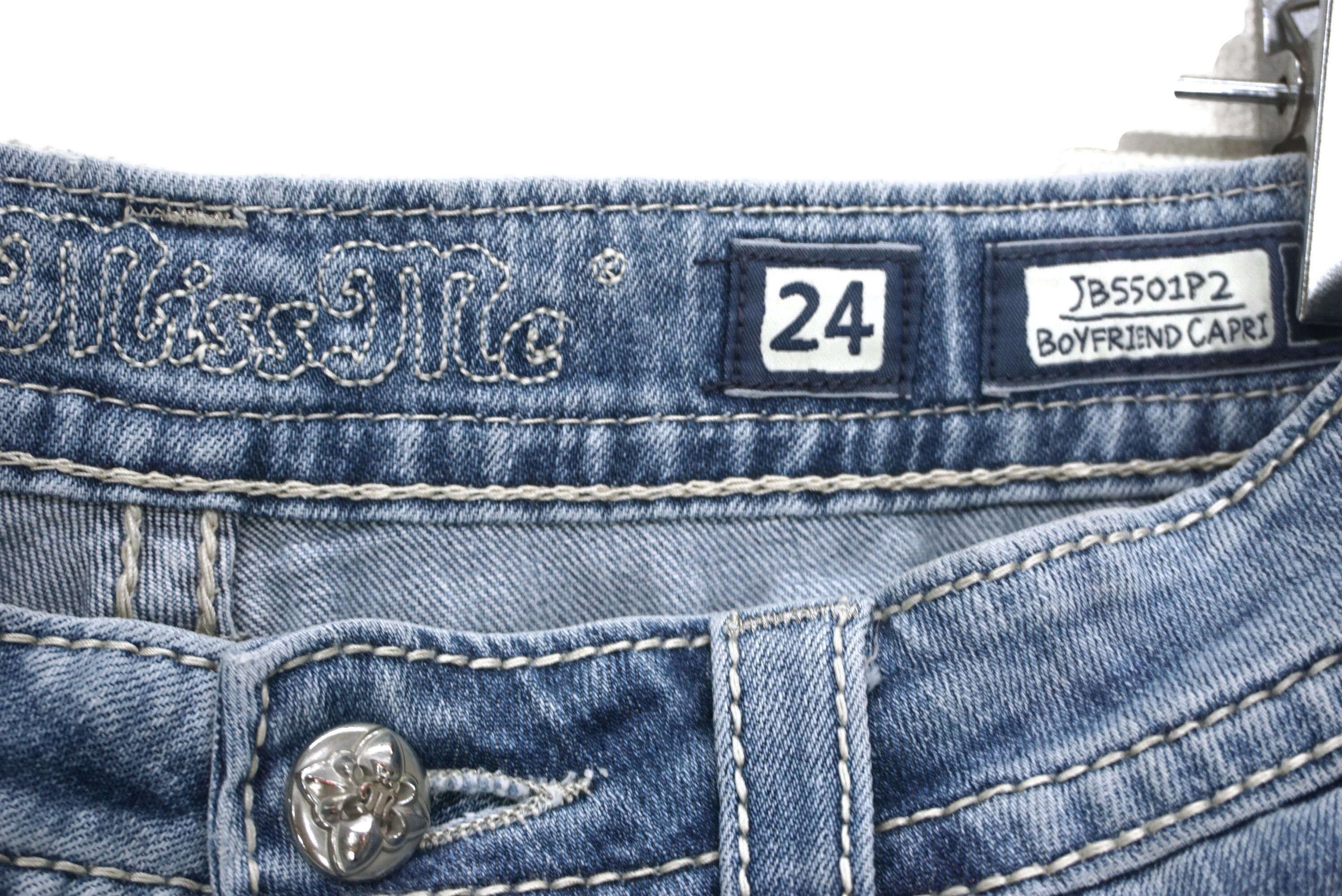 Miss Me Boyfriend Jeans Size 24 fits W29 L25 Studded Cropped Denim Size 24" / US 00 / IT 34 - 10 Thumbnail