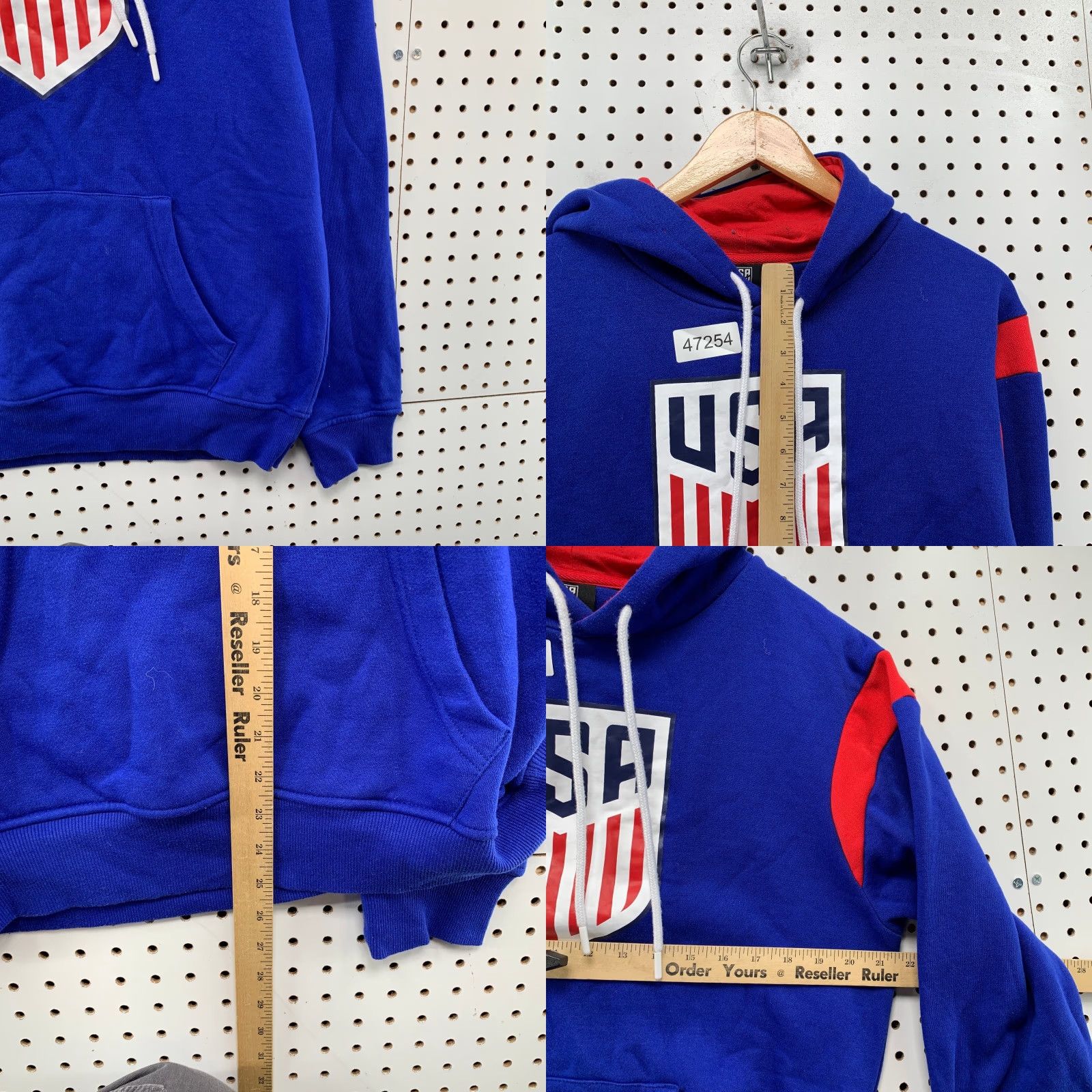 Vintage USA Soccer Hoodie Sweatshirt Mens Medium Blue World Cup Fleece Hooded Pullover Size US M / EU 48-50 / 2 - 8 Thumbnail