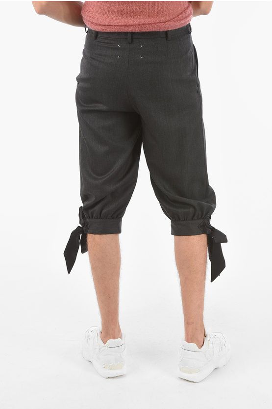 Maison Margiela o1y1124 Double Pleat Cropped Pant With Bow Hem In Grey Size US 32 / EU 48 - 2 Thumbnail