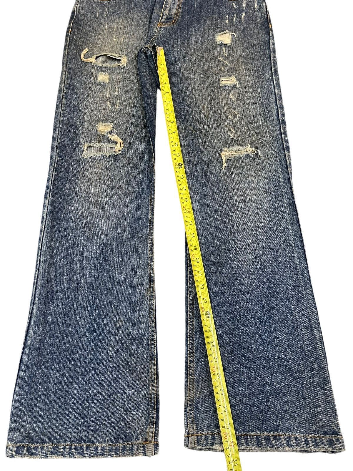 14th Addiction Vintage Japanese Nylaus Mud Wash Distressed Wide Leg Jeans Size US 32 / EU 48 - 14 Thumbnail