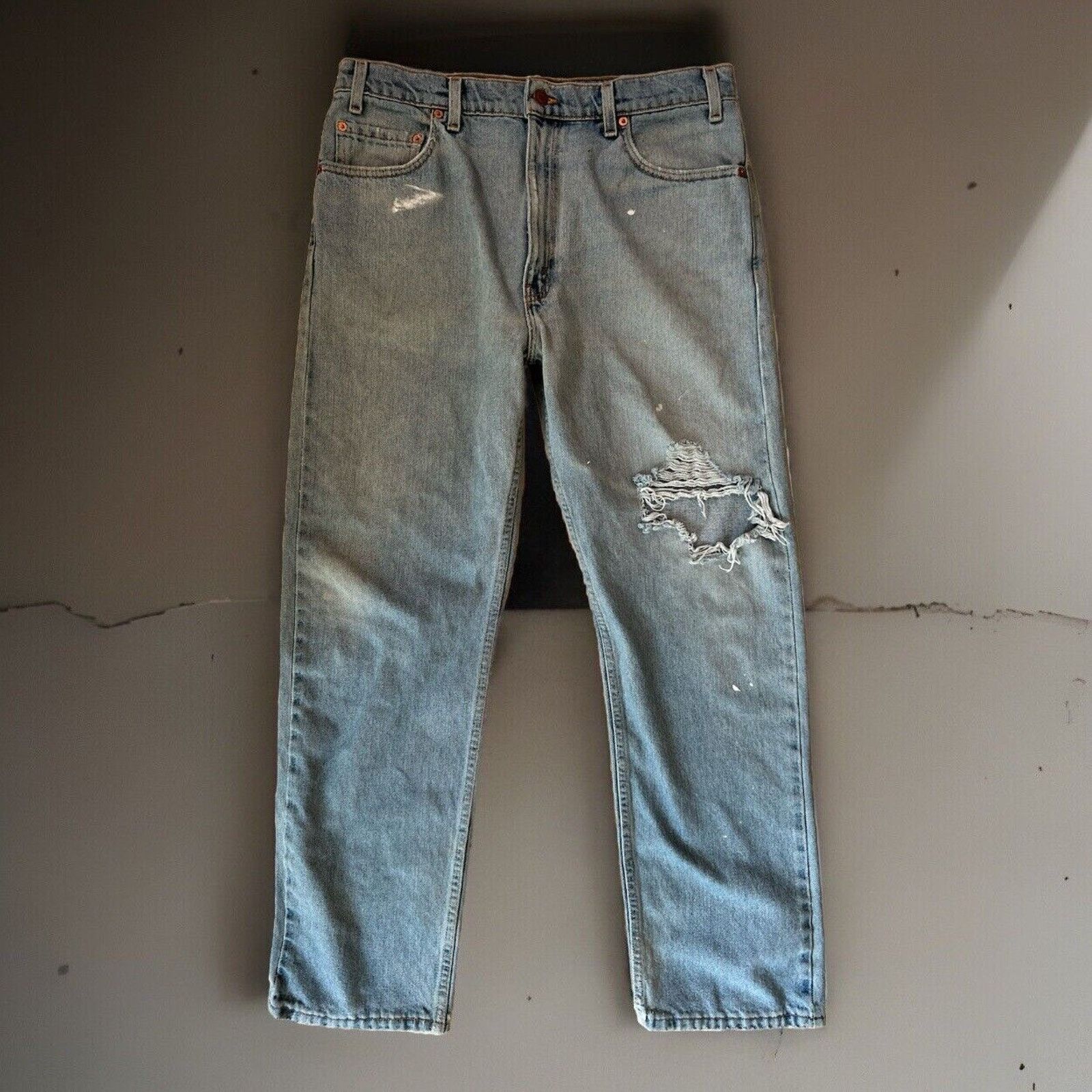 Levi's × Vintage Vintage Levis 505 Jeans Blue 90s Light Wash Denim Straight Size US 35 - 1 Thumbnail