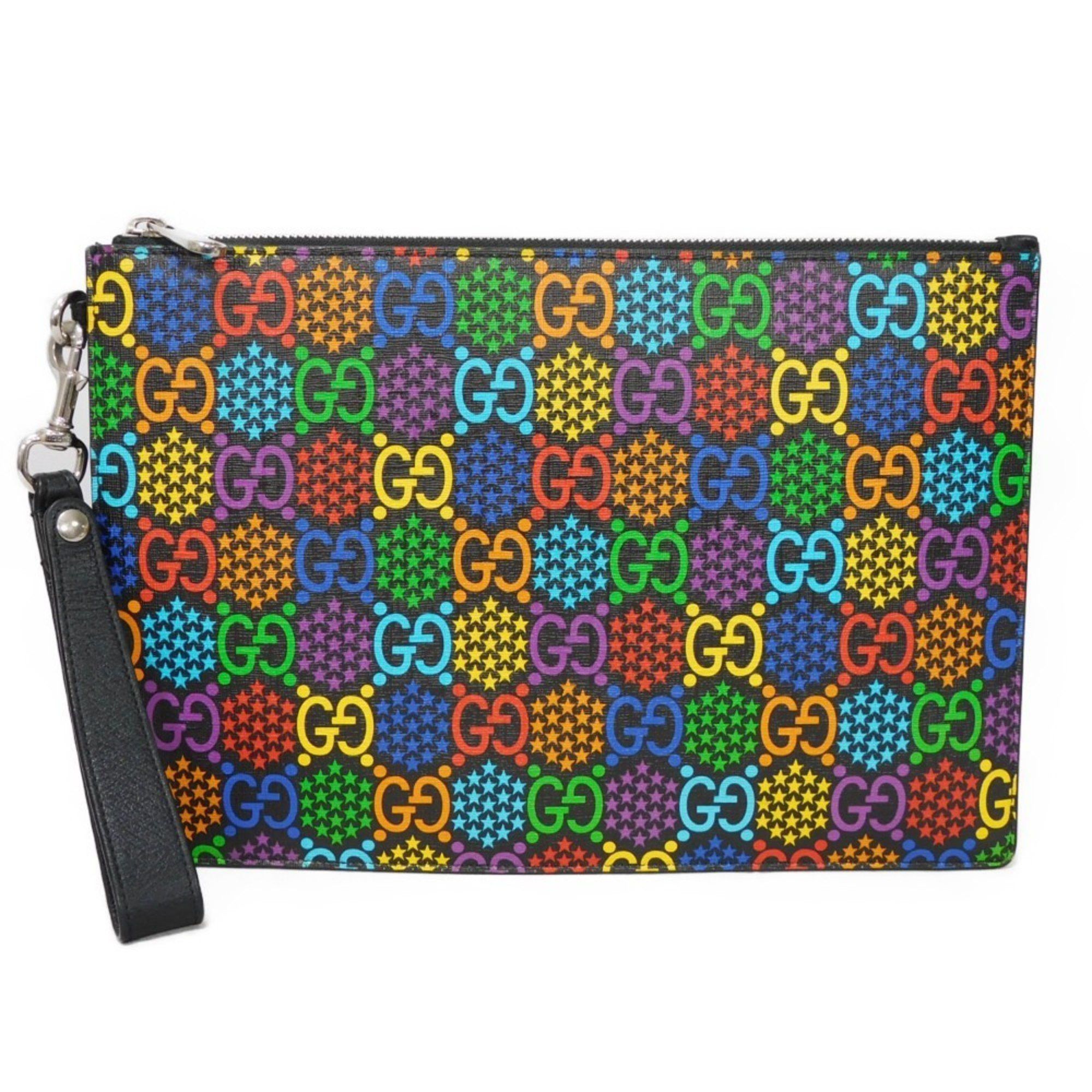 Gucci Gucci Clutch Bag GG Psychedelic Pouch Star Double G Black Handle Strap Second Multicolor 601087 H20BN 1058 Men's Size ONE SIZE - 1 Thumbnail