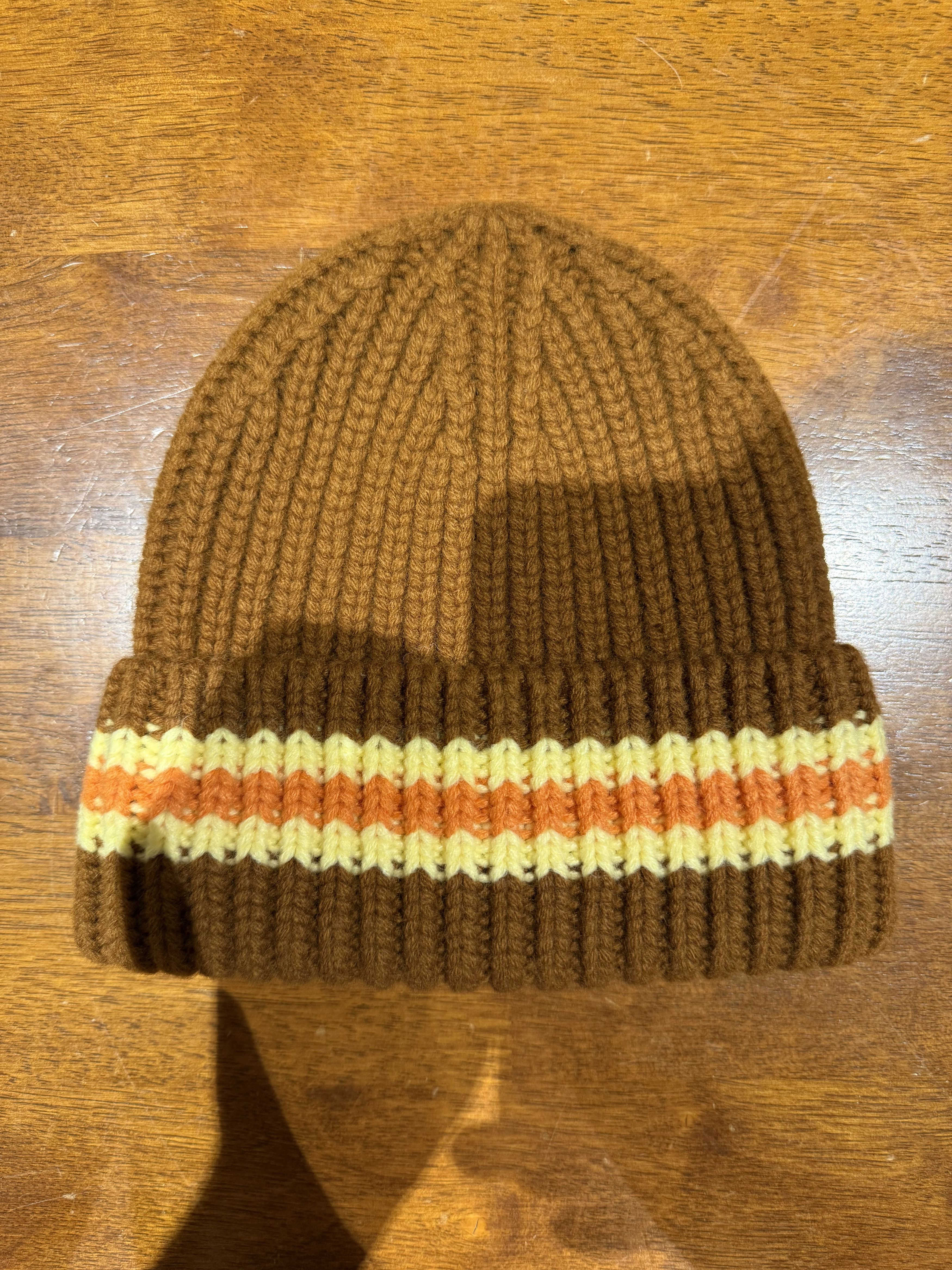 Bare Knuckles 💚 Bare Knuckles Striped 100% Wool Beanie Brown NEW Size ONE SIZE - 2 Thumbnail