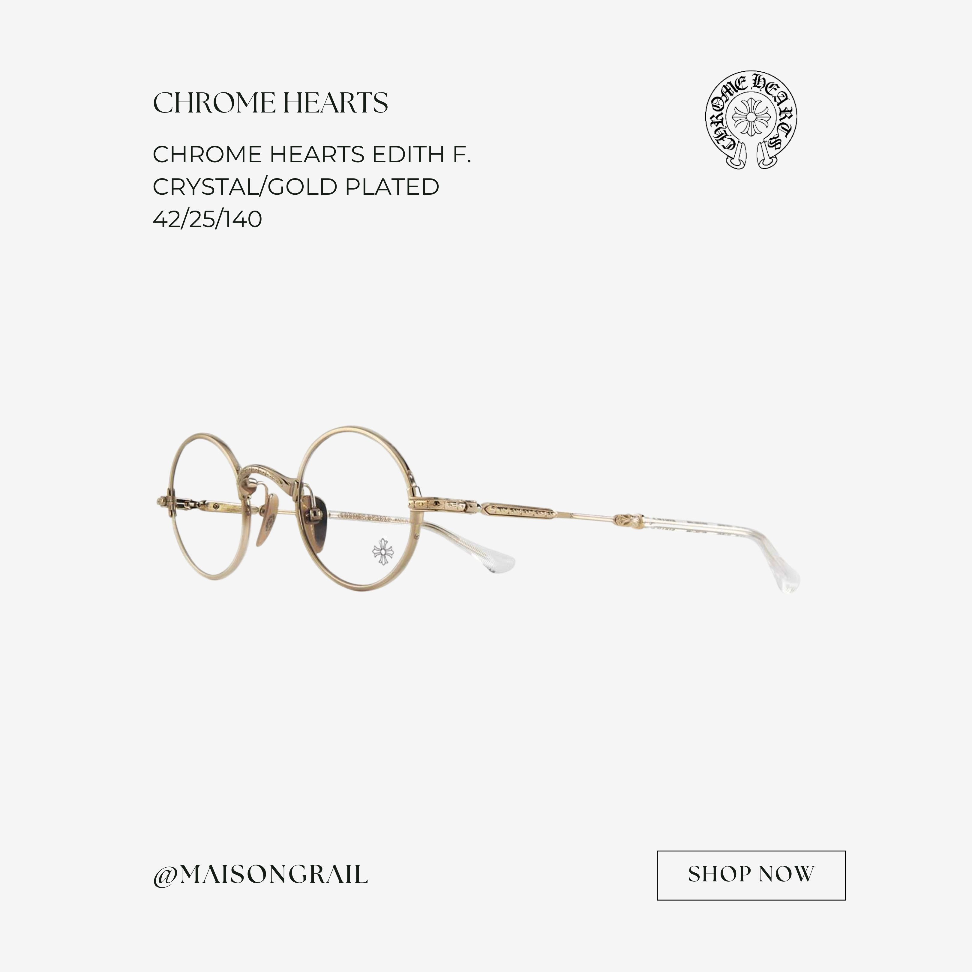 Chrome Hearts CHROME HEARTS EDITH F. CRYSTAL/GOLD PALTED EYEGLASSES Size ONE SIZE - 1 Thumbnail